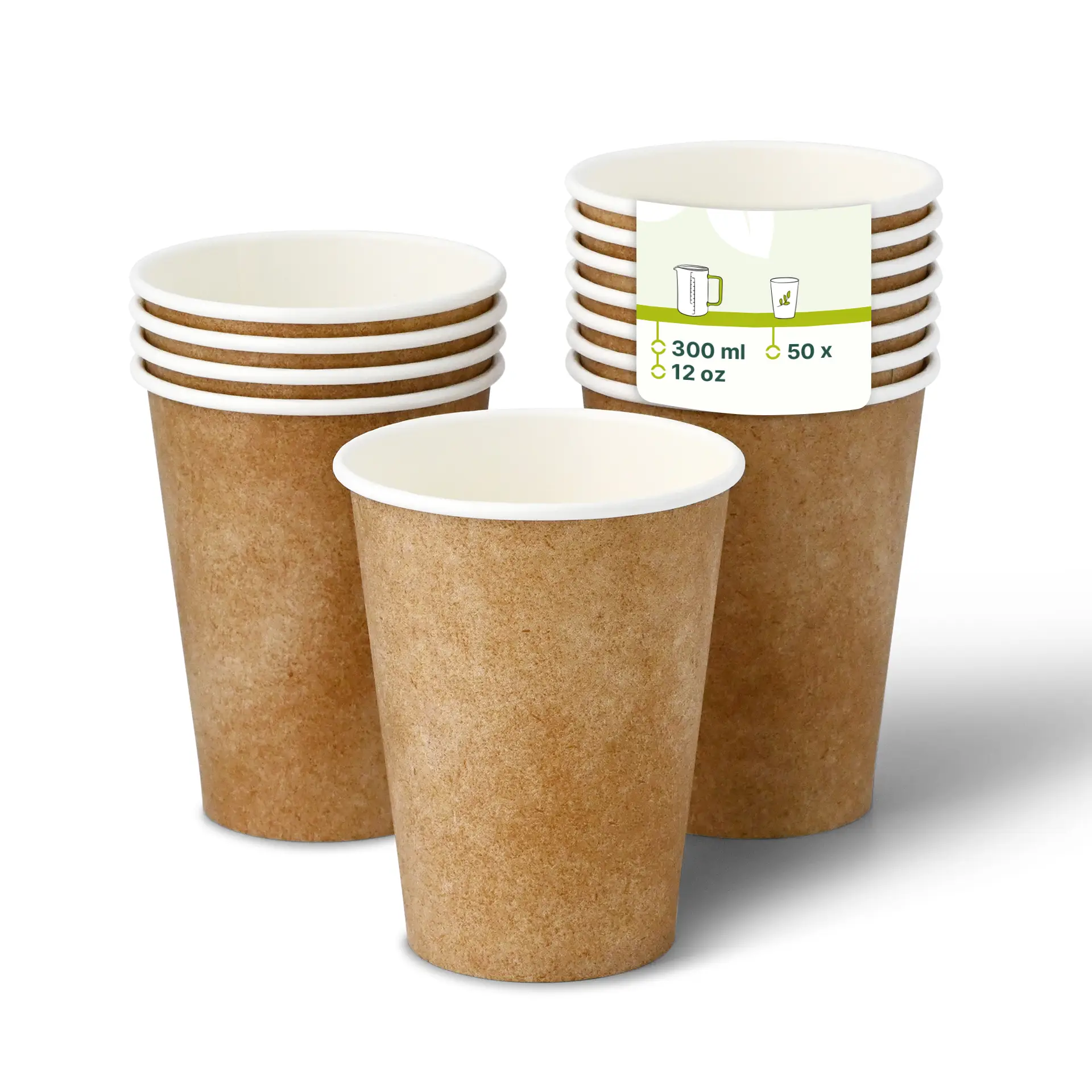 12 oz Paper cups single wall, Ø 90 mm, kraft dhd045361-pappbecher-300-ml-12-oz-90-mm-braun-innen-weiss