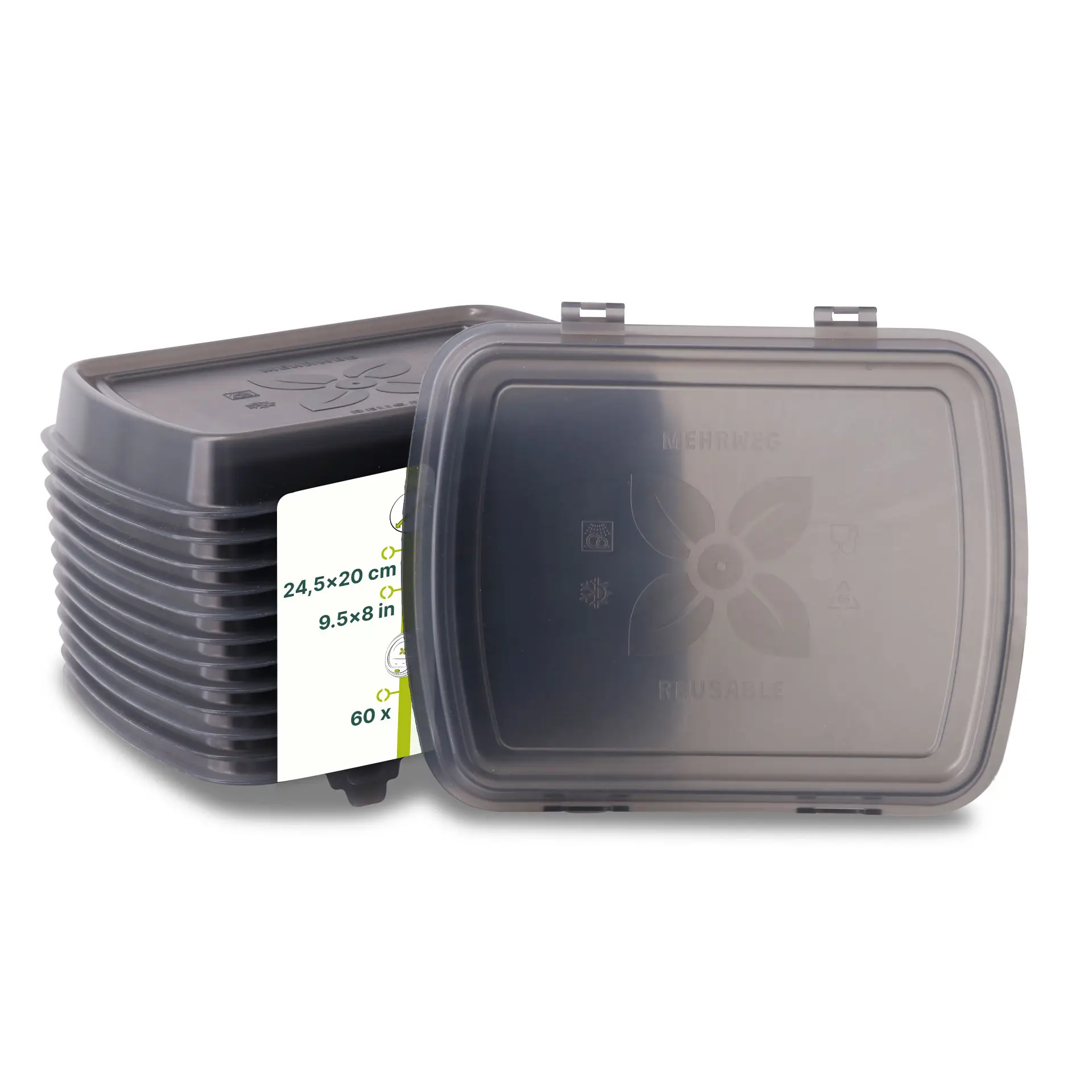 Reusable lids "merways Box" 24.5 x 20 x 4.5 cm, PP, grey Reusable lids "merways Box" 24.5 x 20 x 4.5 cm, PP, grey