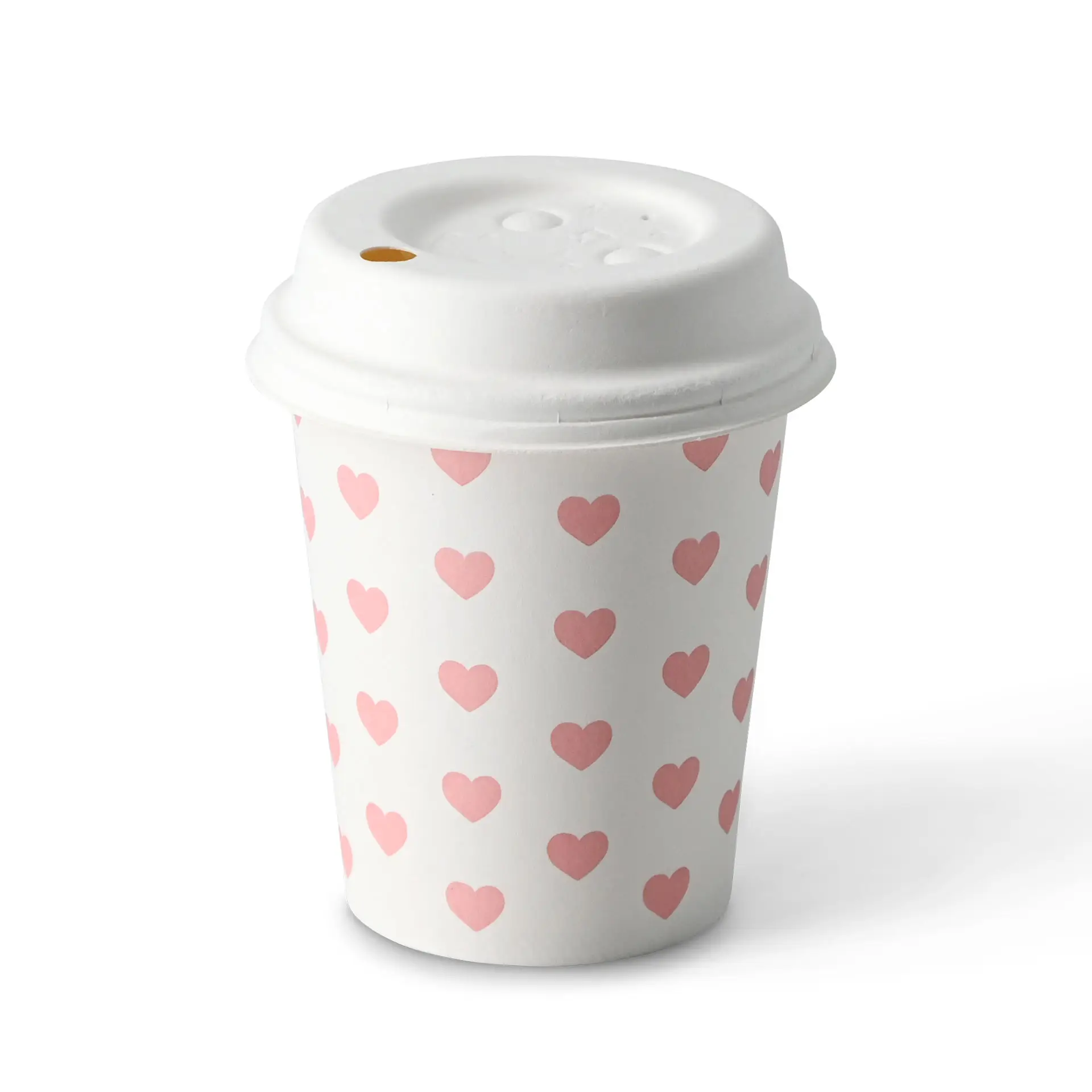 8 oz Paper cup printed with "Hearts", Ø 80 mm, white