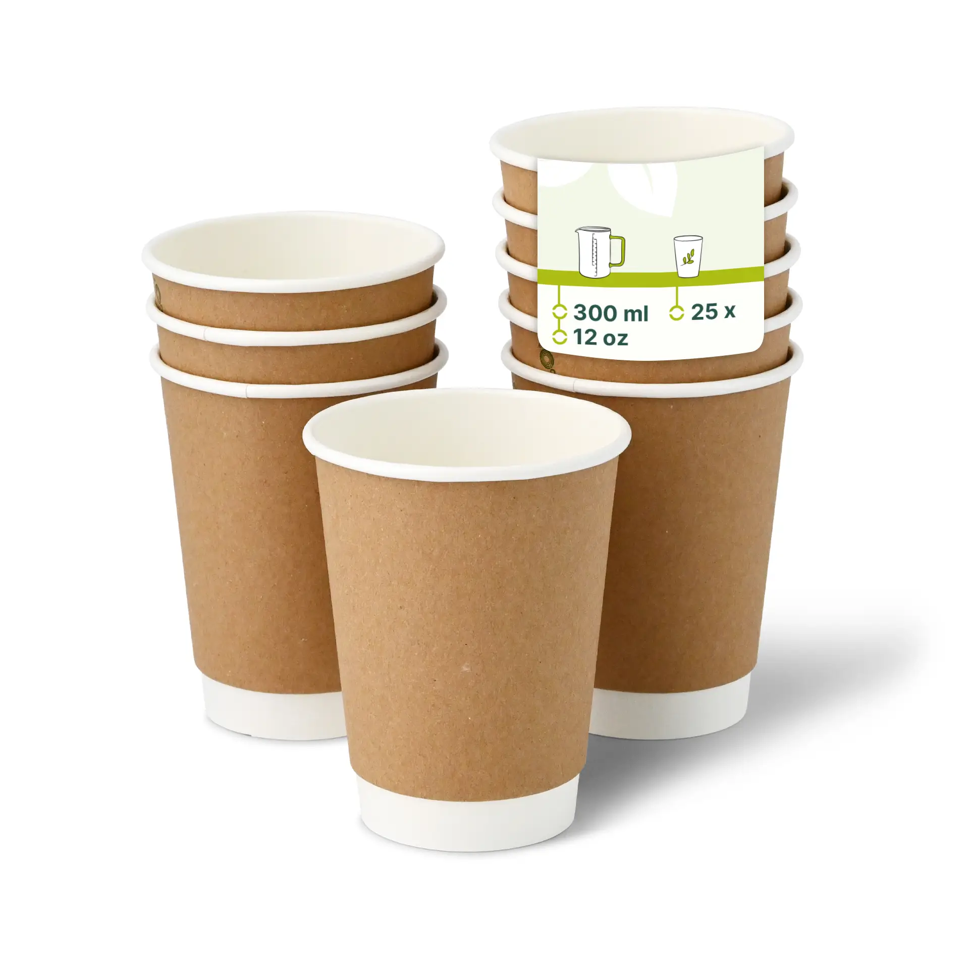 12 oz Takeaway coffee cups double wall, Ø 90 mm, kraft dhd048821-coffee-to-go-becher-aus-pappe-doppelwandig-300-ml-12-oz-90-mm-braun