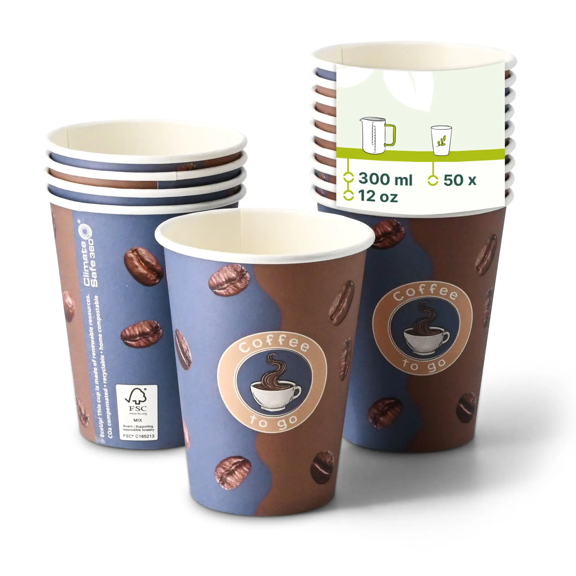 12 oz Paper cup printed with "Coffee", Ø 90 mm dhd045541-pappbecher-bedruckt-kaffee-300-ml-12-oz-90-mm
