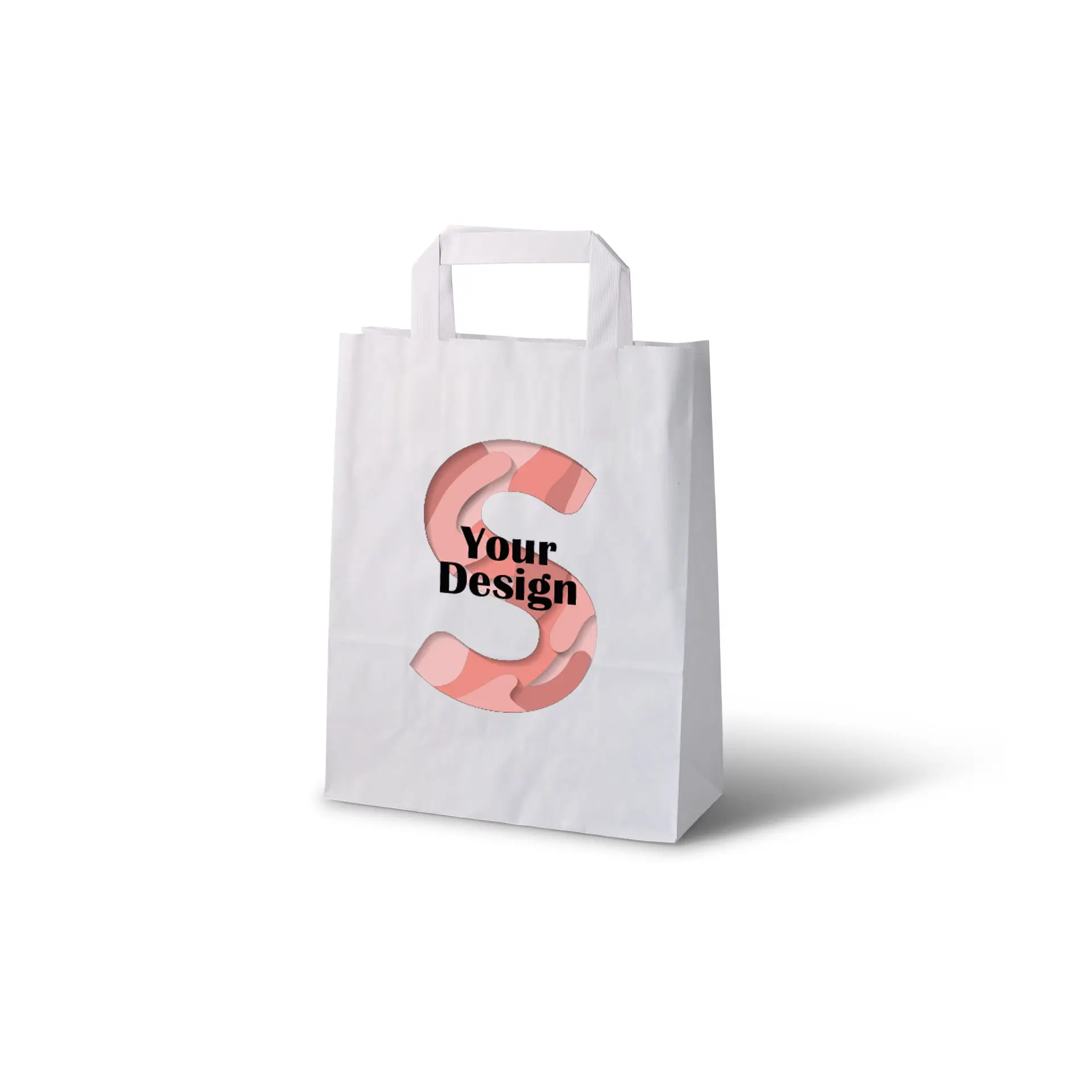 Print paper carrier bags, white, S - 18 x 8 x 22 cm
