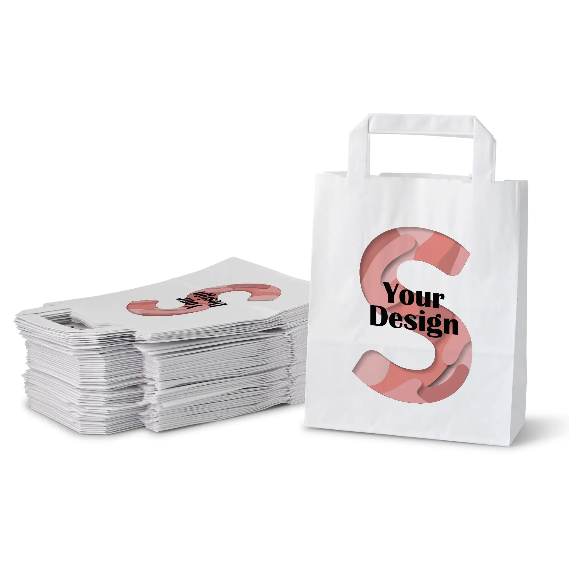 Print paper carrier bags, white, S - 18 x 8 x 22 cm