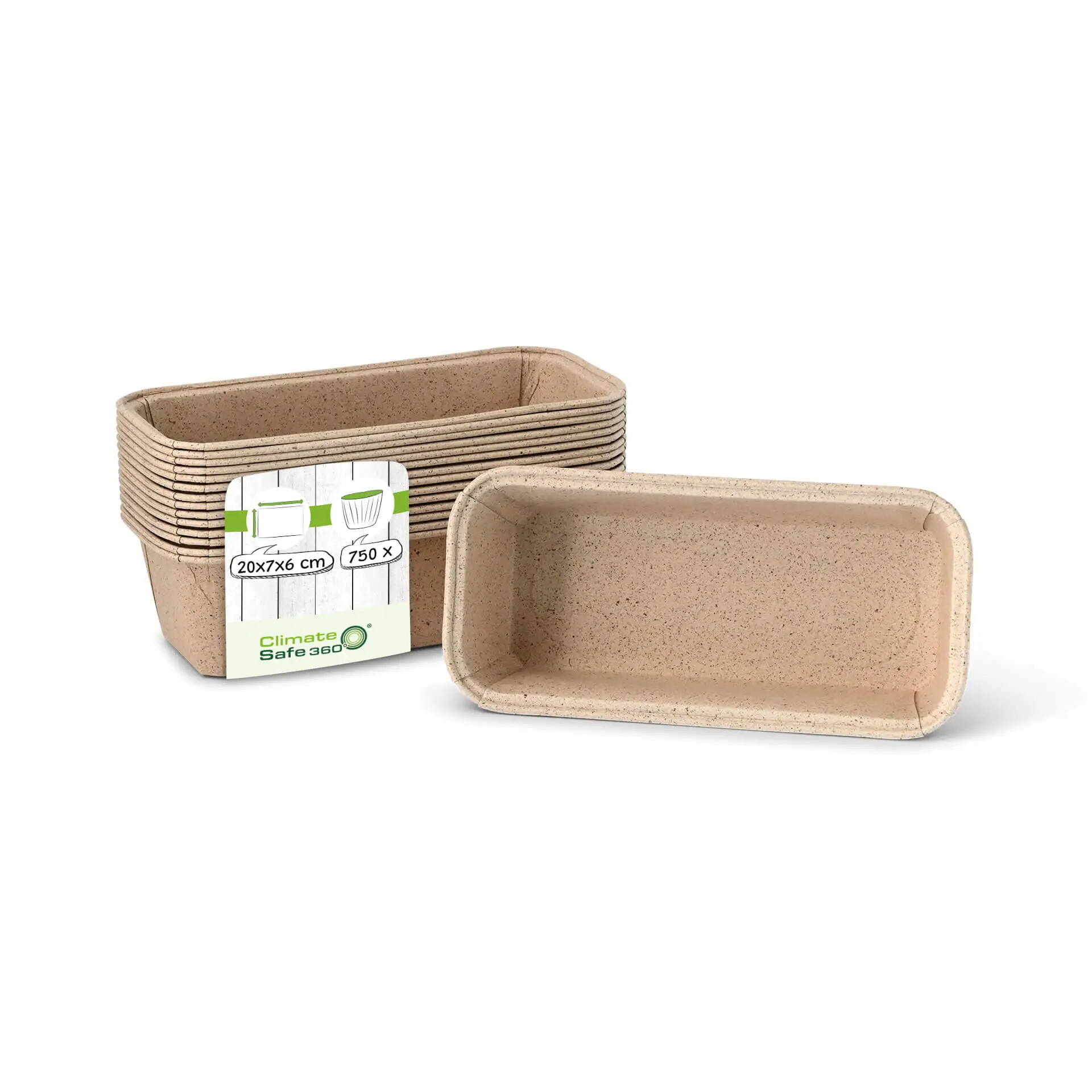 Baking moulds made from cocoa paper 20 × 7 × 6 cm, rectangular, brown