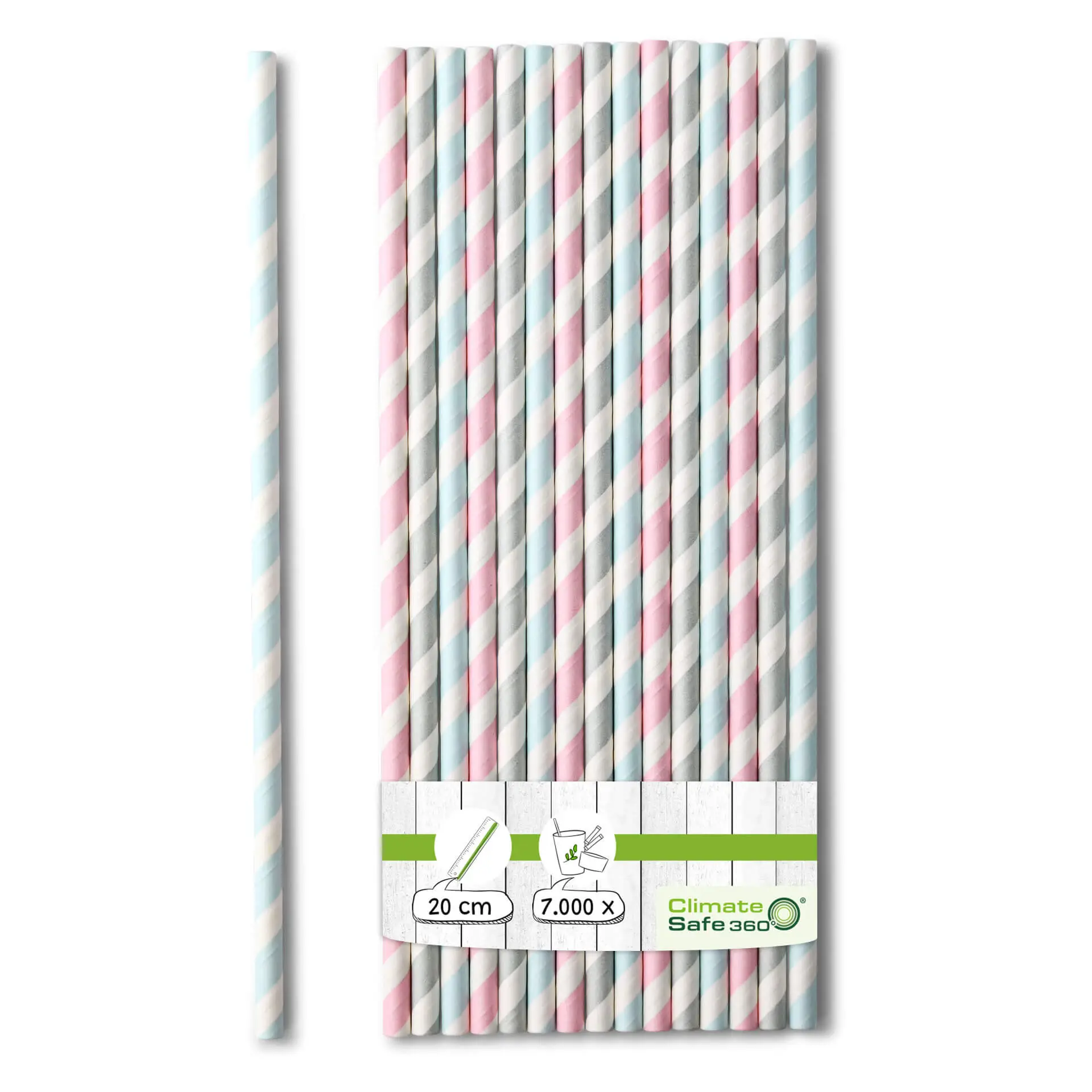 20 cm, Ø 0.6 cm Paper-straws, pastel striped