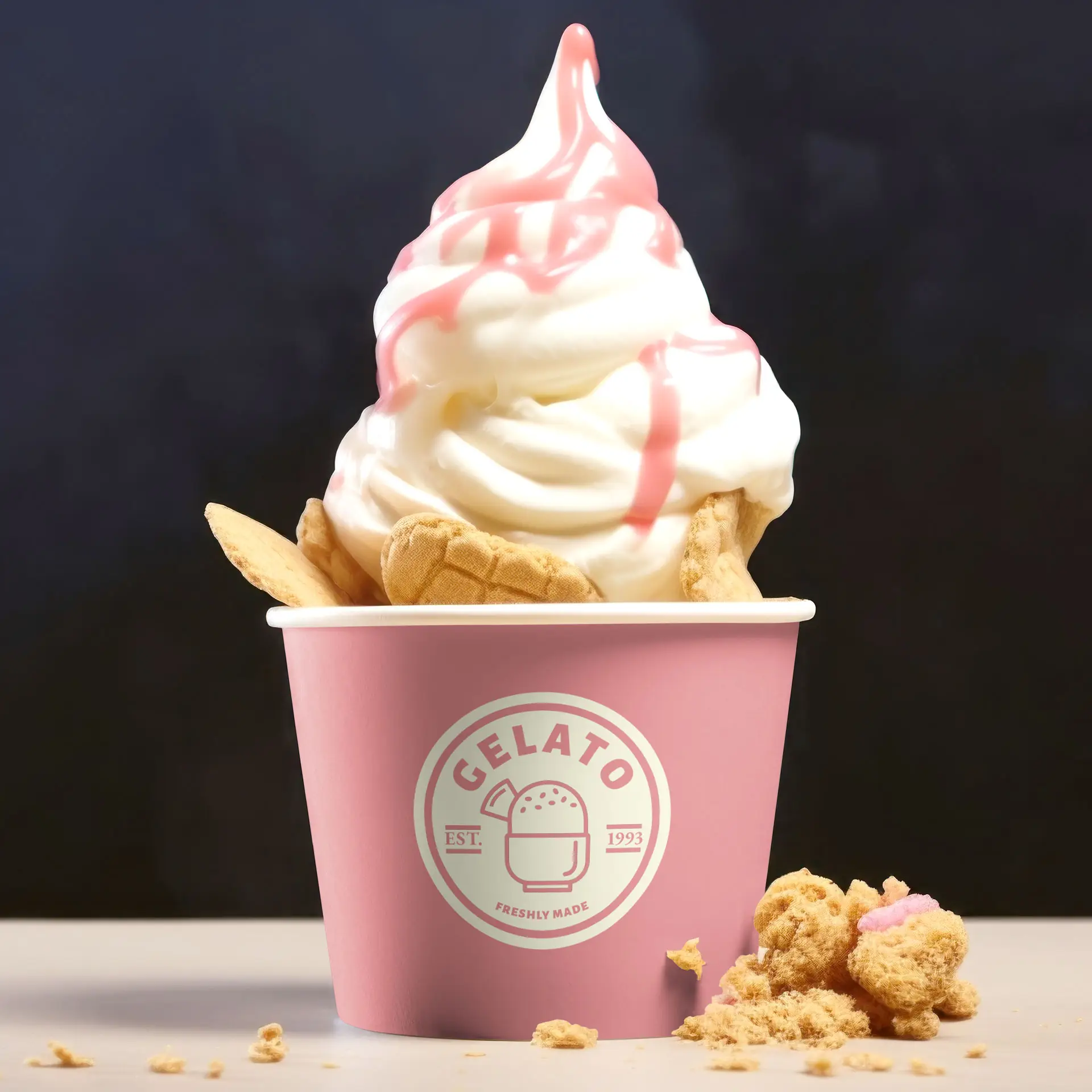 Custom printed ice cream cup, 150 ml / 6 oz, white, waterbased-coated Custom printed ice cream cup, 150 ml / 6 oz, white, waterbased-coated