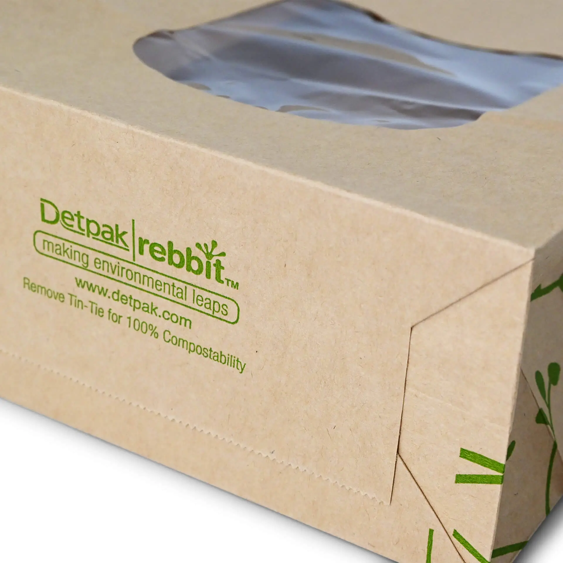 Block bottom bags with window L, 15.5 x 7 x  24.2 cm, PLA-foil, brown, tin tie, kraft paper