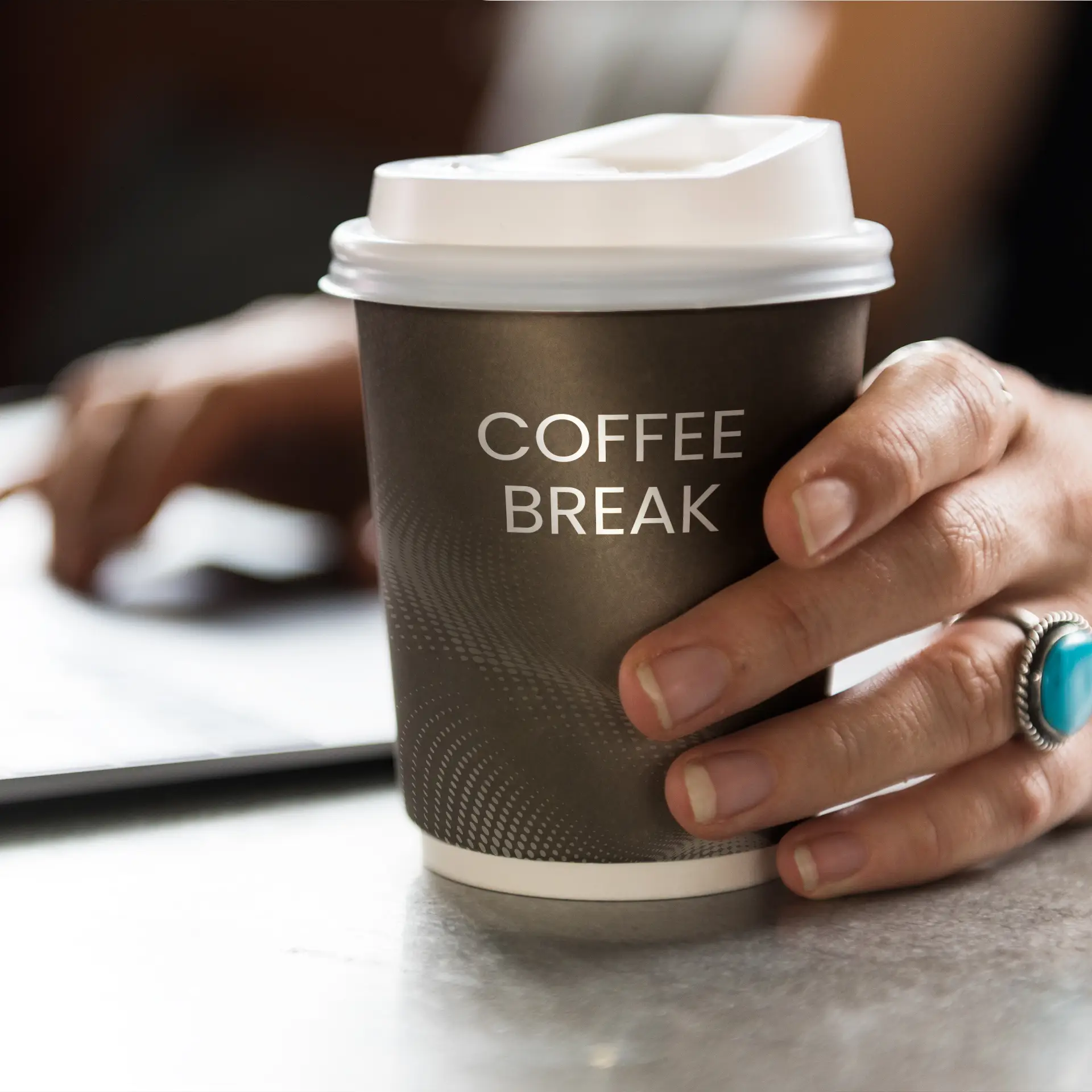 Custom Printed Paper Cups (Double-Walled) 200 ml / 8 oz, double-walled, white, glossy, water-based barrier