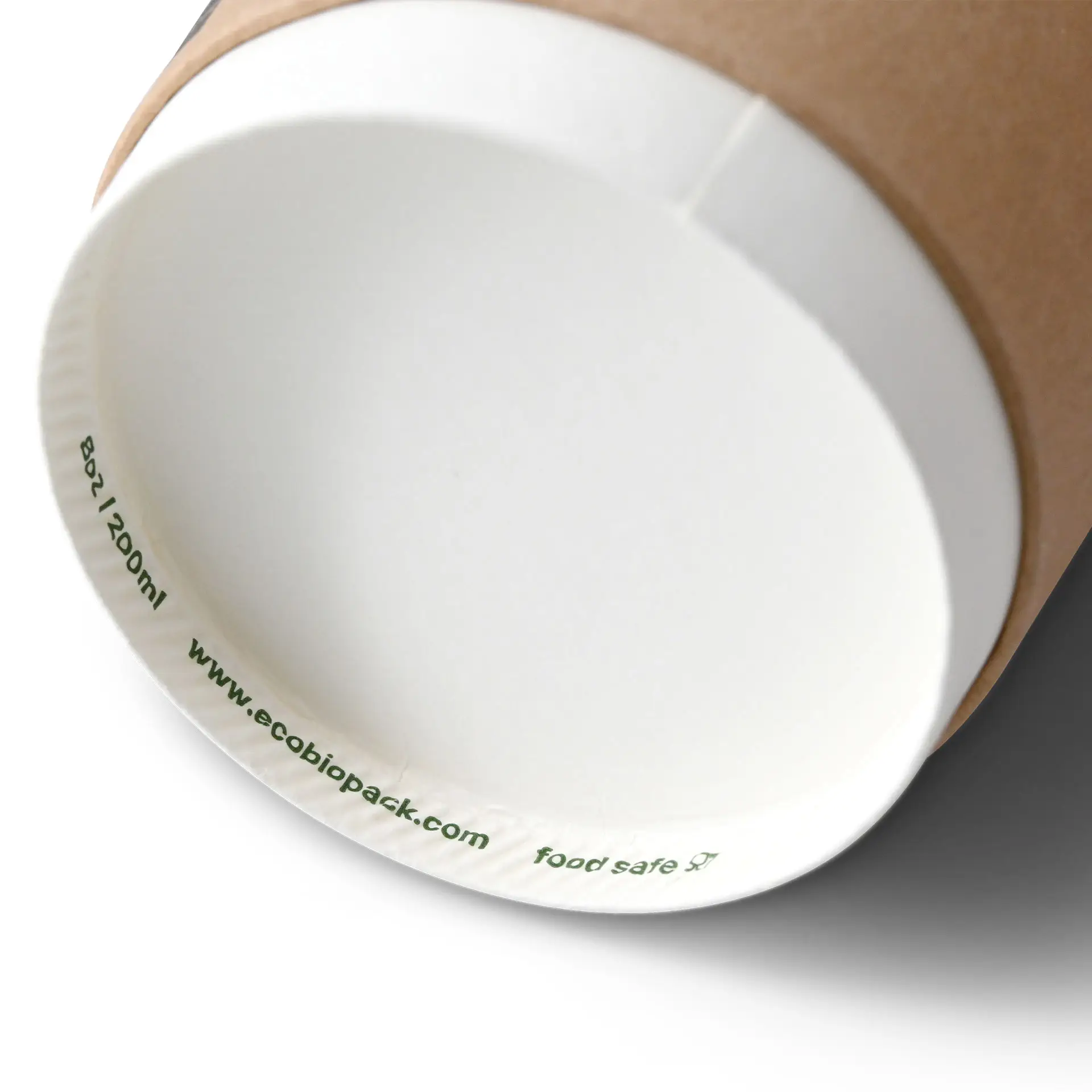 Coffee to go cup, 200 ml / 8 oz, Ø 80 mm, double wall, brown / white inside, PLA coated