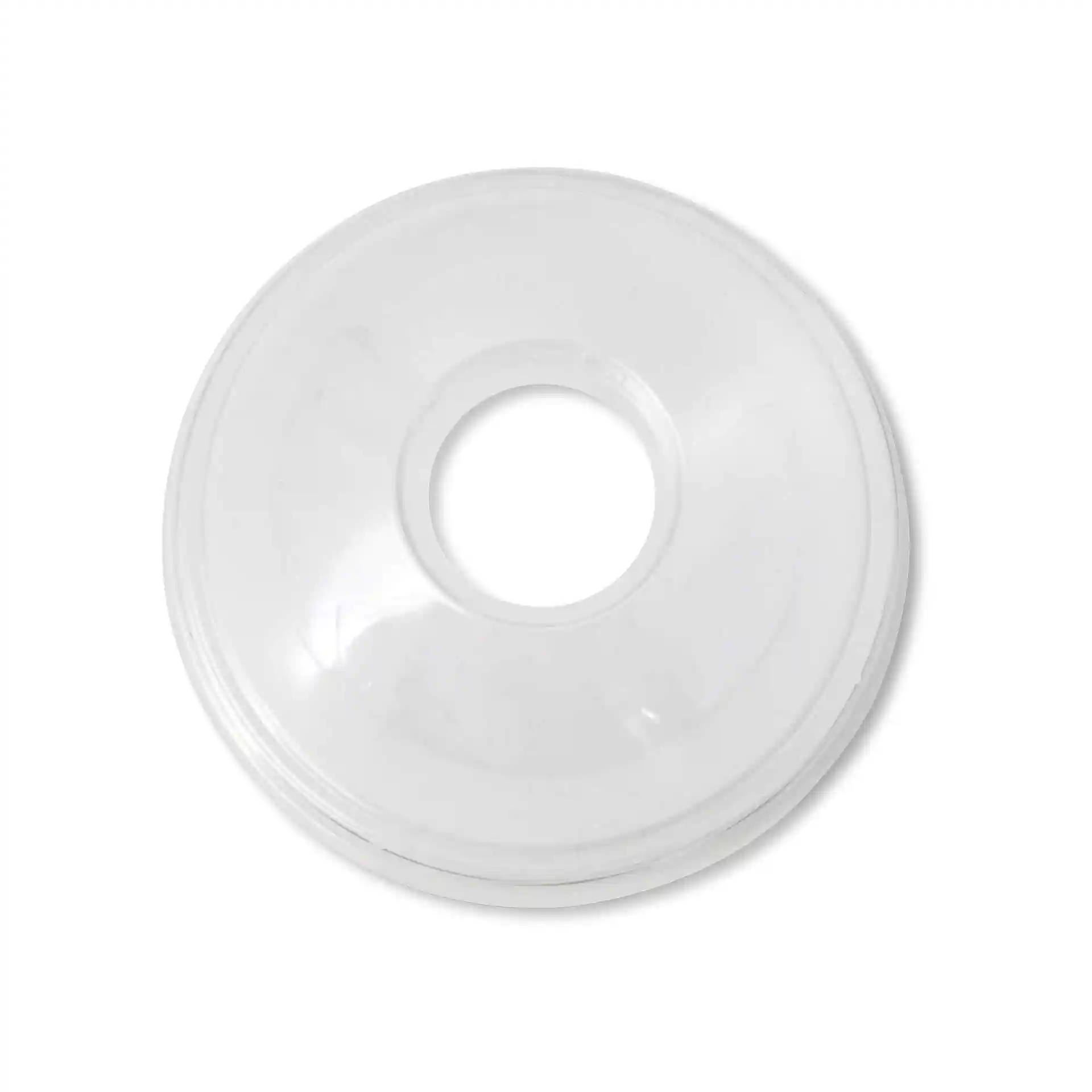 Transparent rPET dome lid with a straw hole, diameter of 95 mm and height of 38 mm.