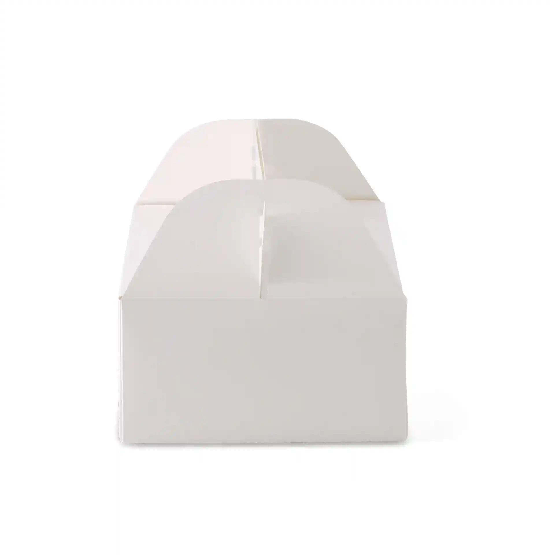 White rectangular cardboard pastry box with a handle, measuring 26 x 17 x 9 cm, shown from the front.