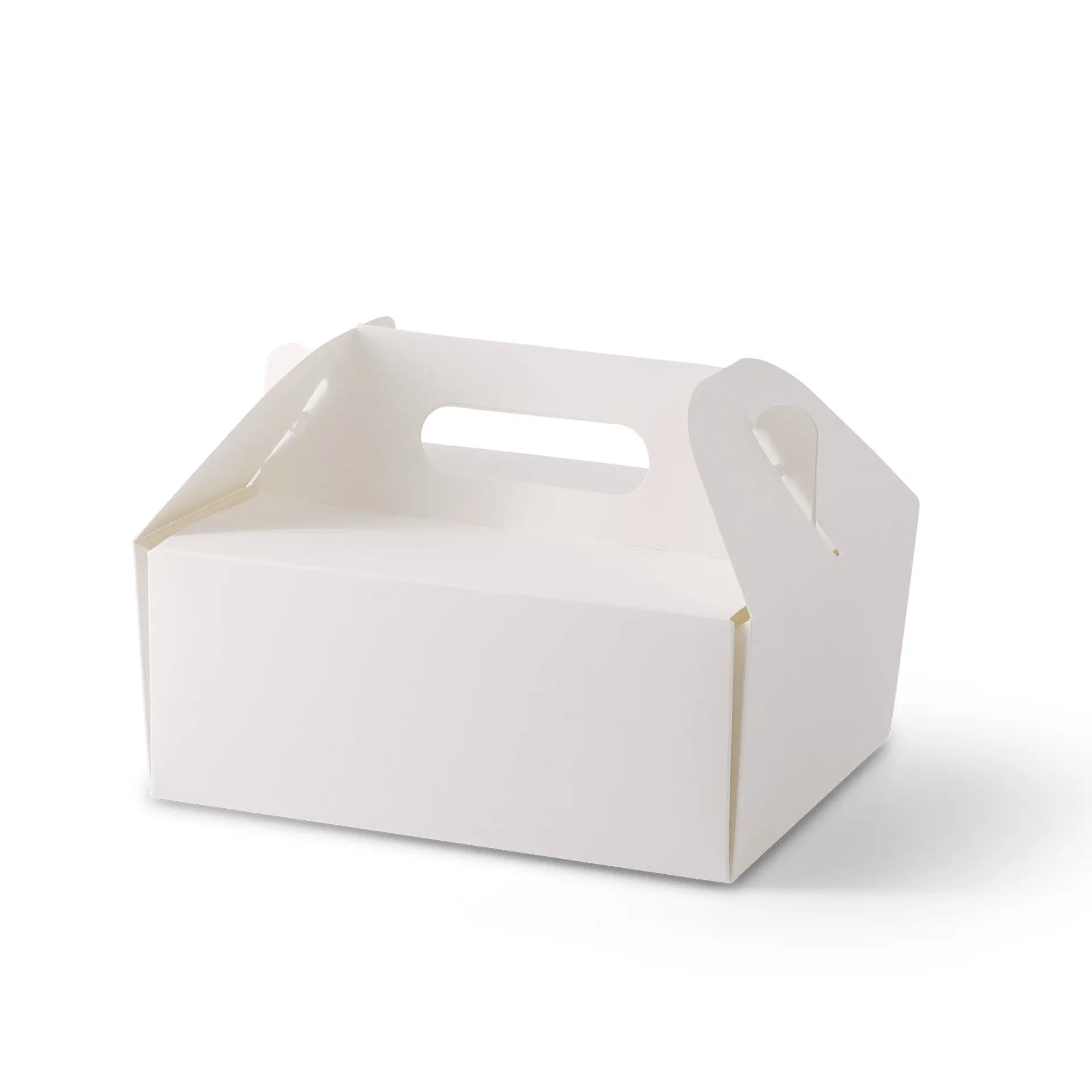 Cardboard pastry boxes with handle M, 21 x 17 x 9 cm, white, foldable Cardboard pastry boxes with handle M, 21 x 17 x 9 cm, white, foldable