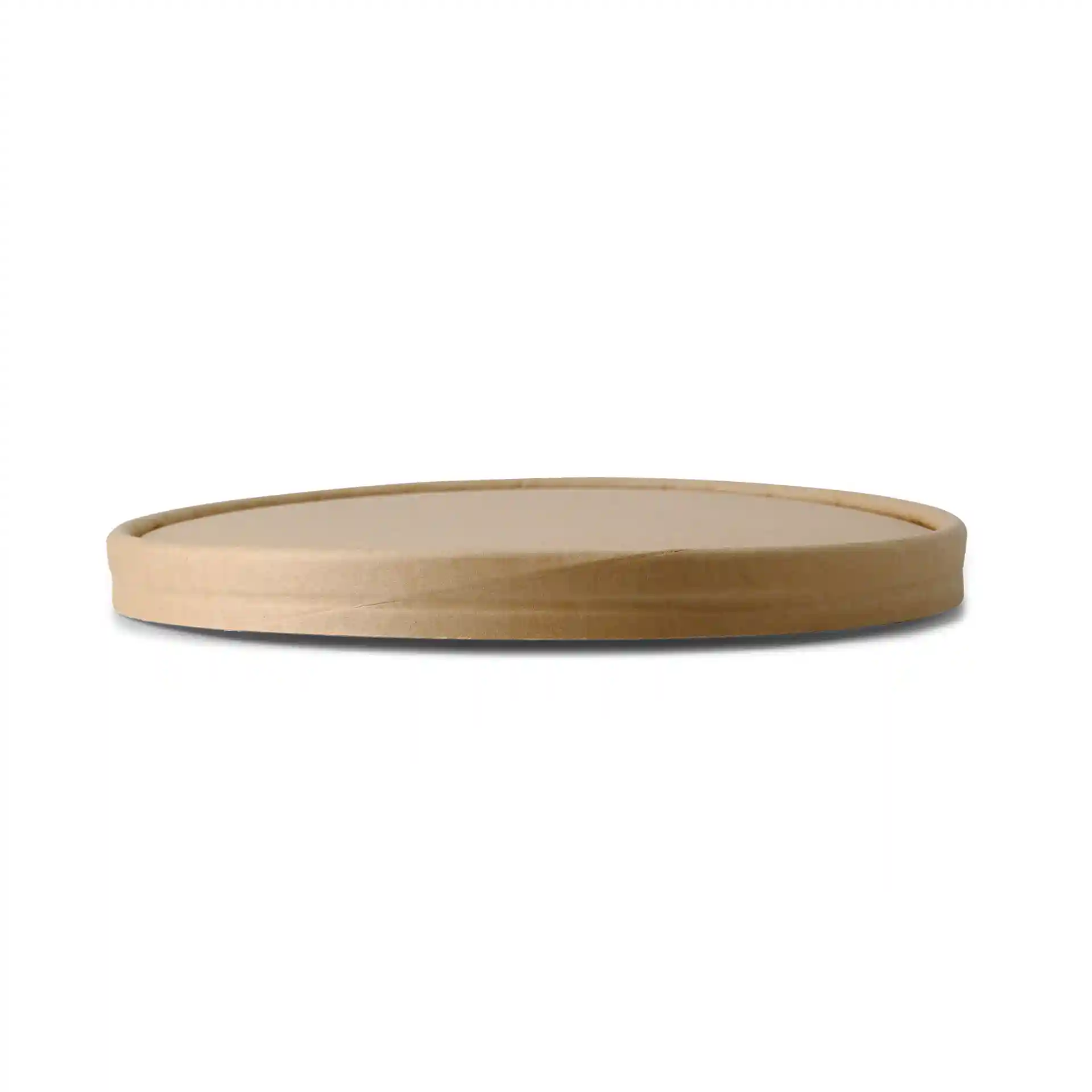 Brown round cardboard lid with a diameter of 185 mm and a height of 16 mm.