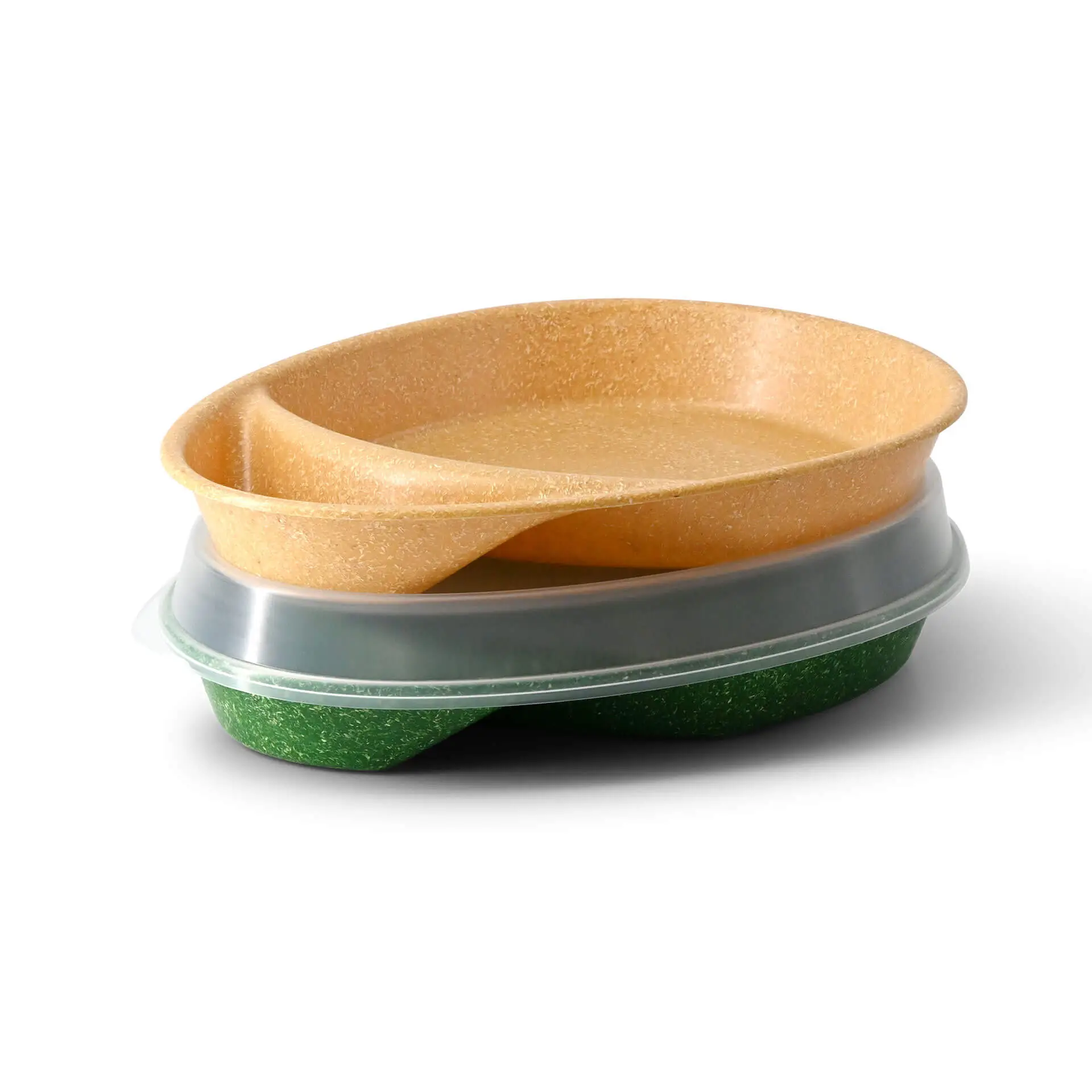 | 2 FOR 1 | Reusable divided plates "merways Plate" 27.5 × 20 × 3.5 cm, 2 compartments, teardrop, caramel / brown