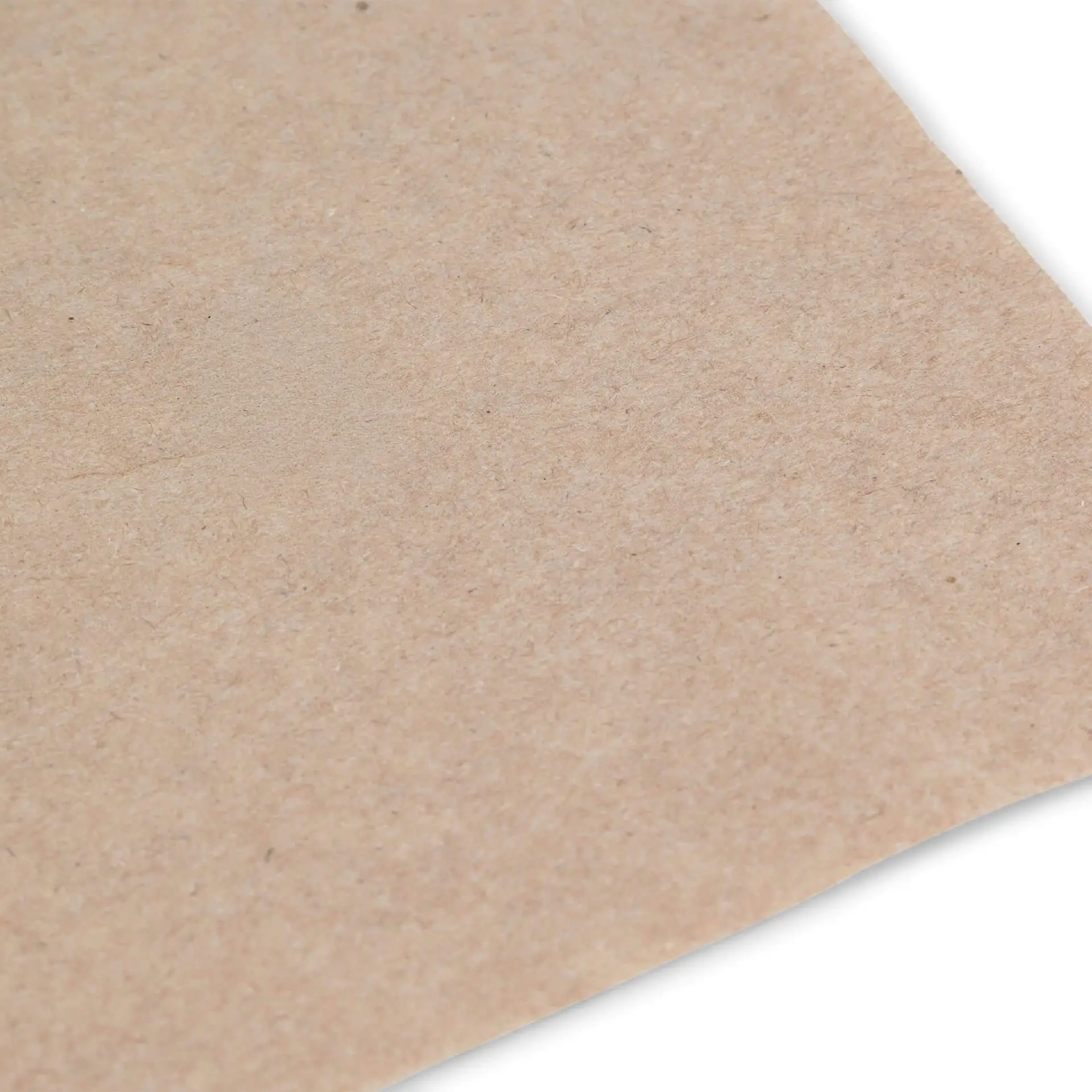 Image of unbleached paper napkin with a printed recycling symbol and text indicating it is made from recycled material.