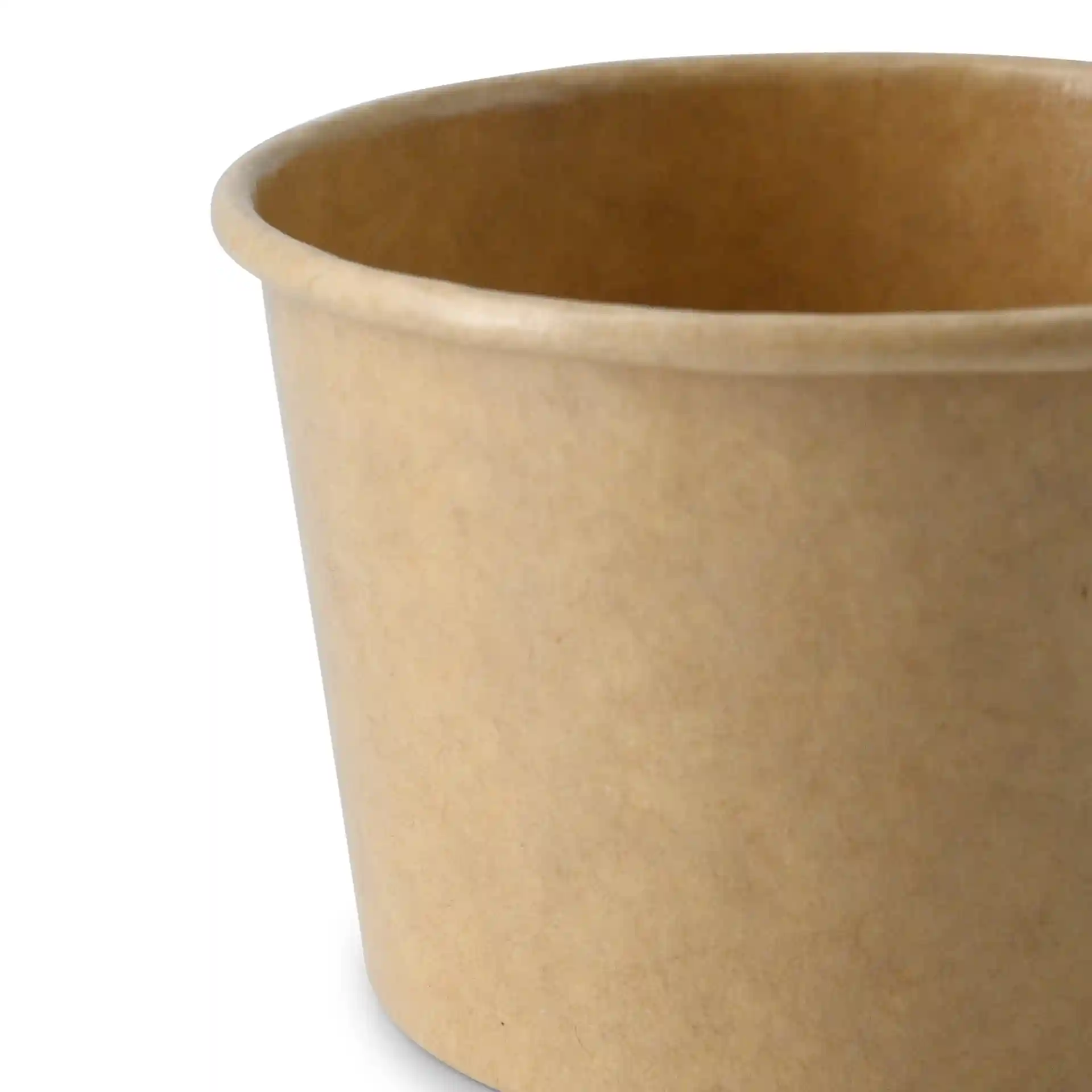 Brown cardboard ice cream cup with a diameter of 76 mm and a height of 50 mm.