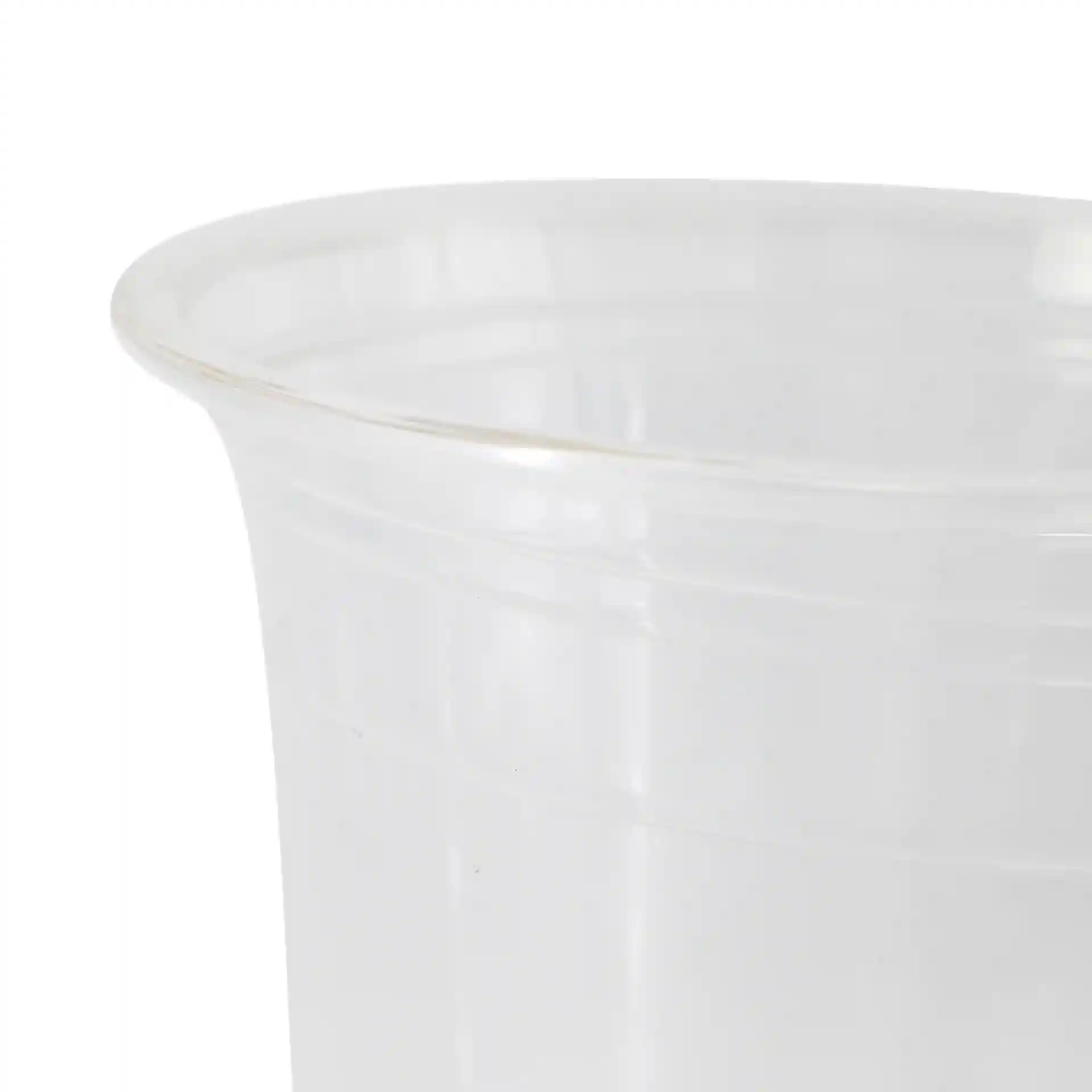 Close-up of a clear PLA plastic cup with a diameter of 95 mm and height of 110 mm.