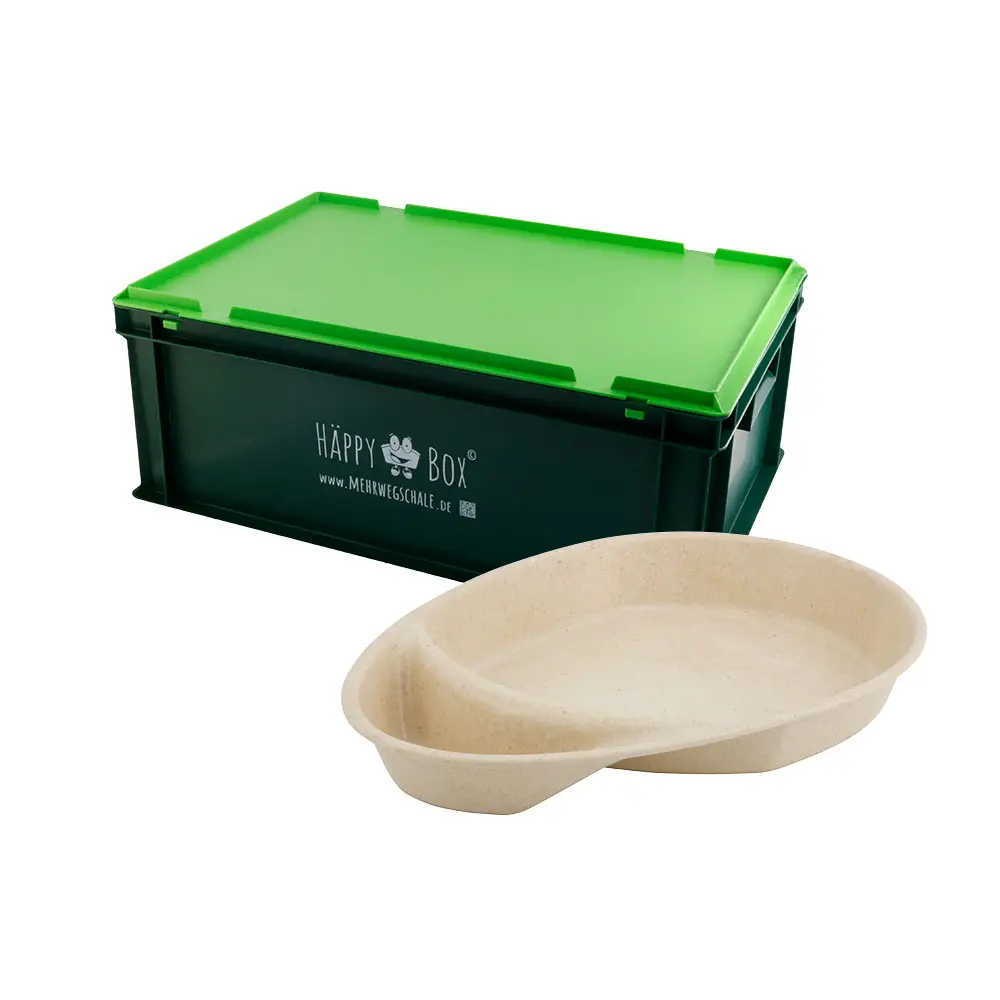 | 2 FOR 1 | Second-hand-set reusable Plates merways Plate 2 compartments, Cashew / creme white