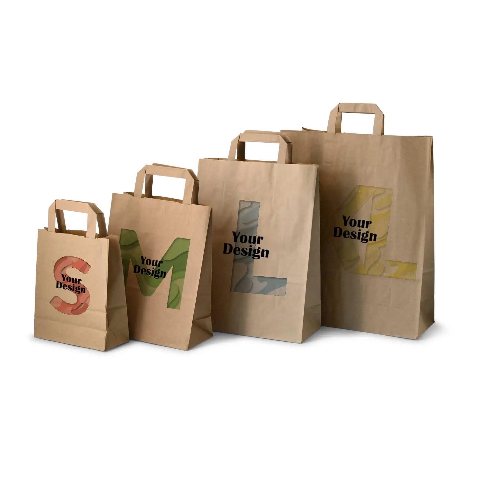 Print paper carrier bags, brown, S - 18 x 8 x 22 cm