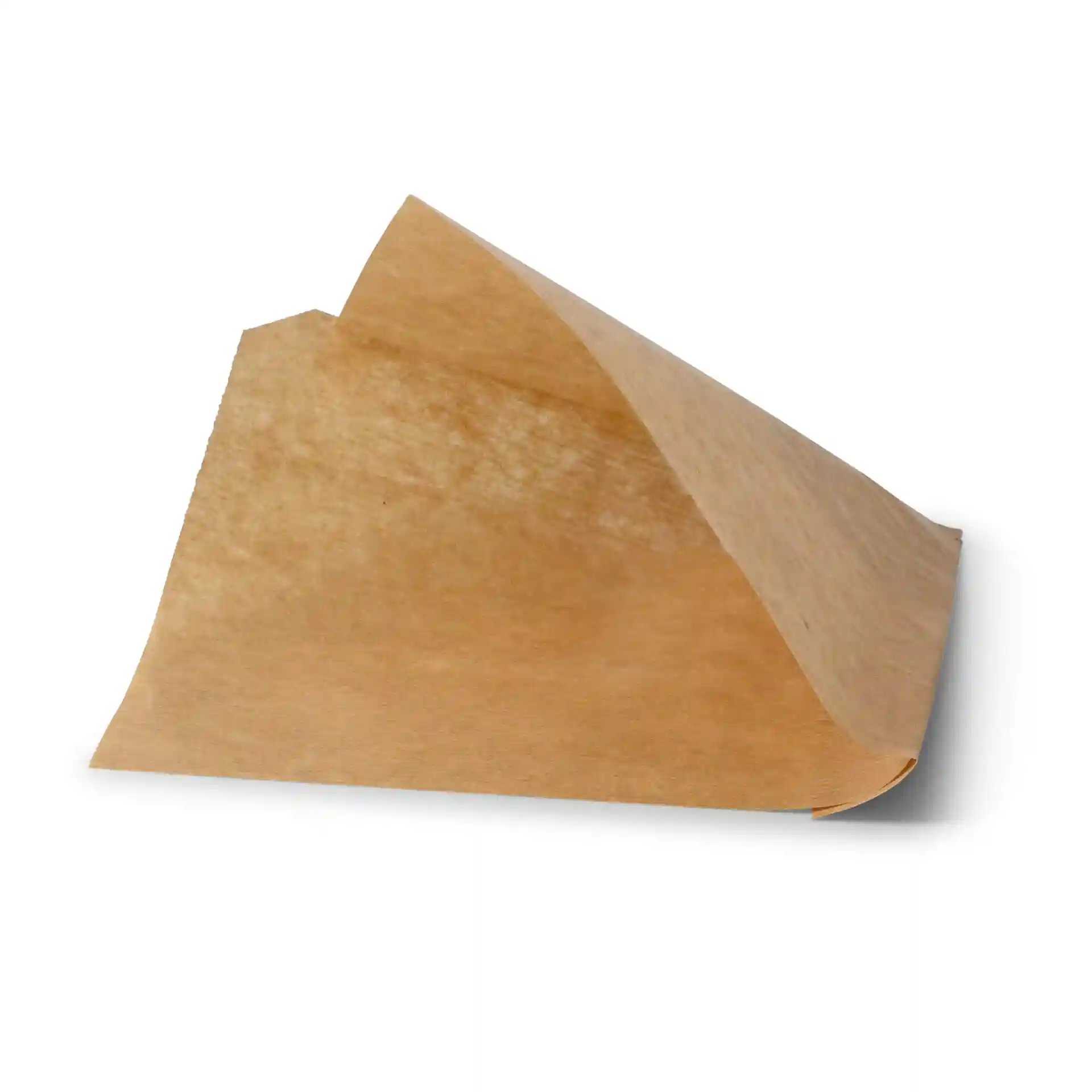 Brown paper snack bag with two open sides, dimensions 16 x 15 cm, displayed in a folded position.