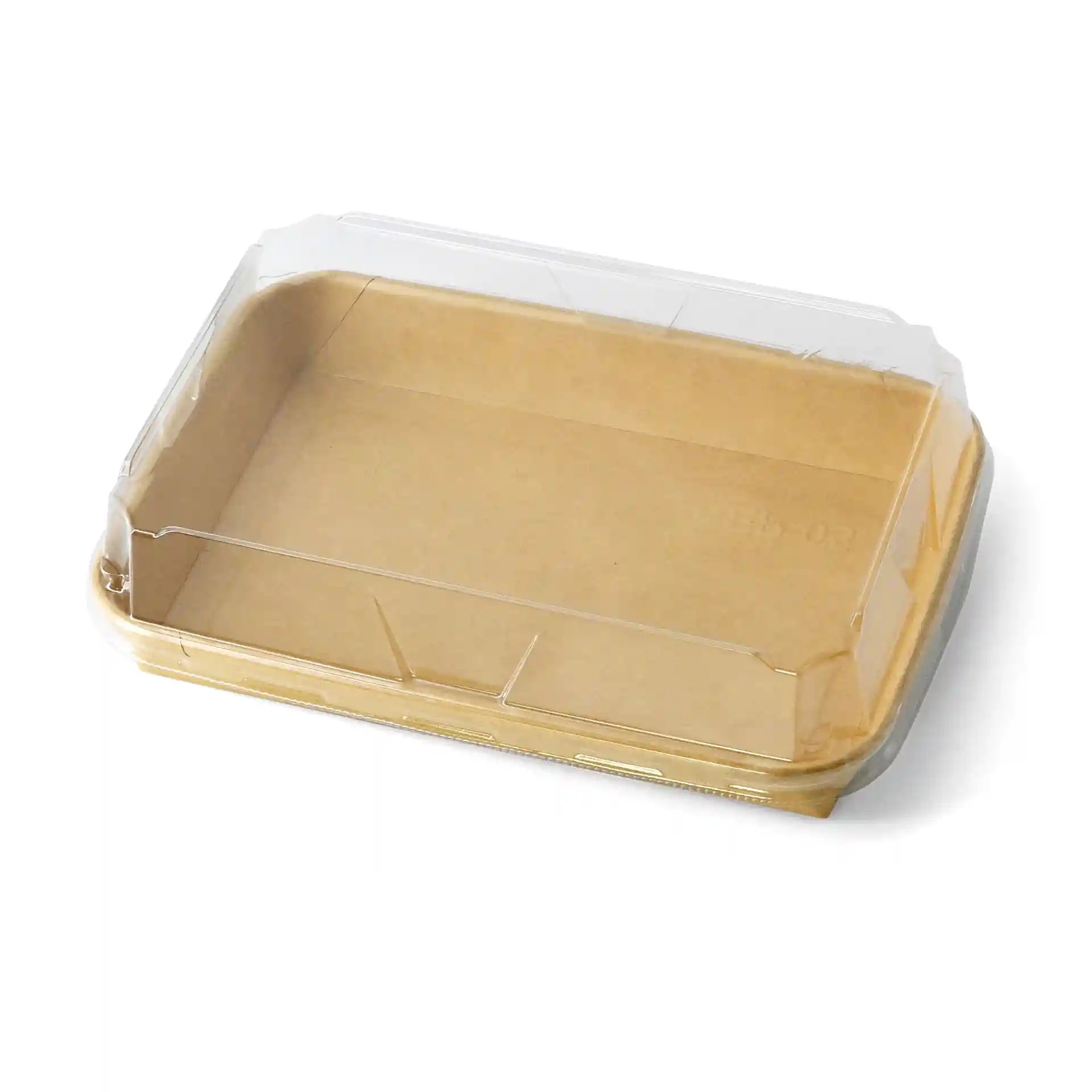 Transparent PET lid for sushi box, dimensions 18.5 x 13 x 3 cm, with a height of 3.5 cm.