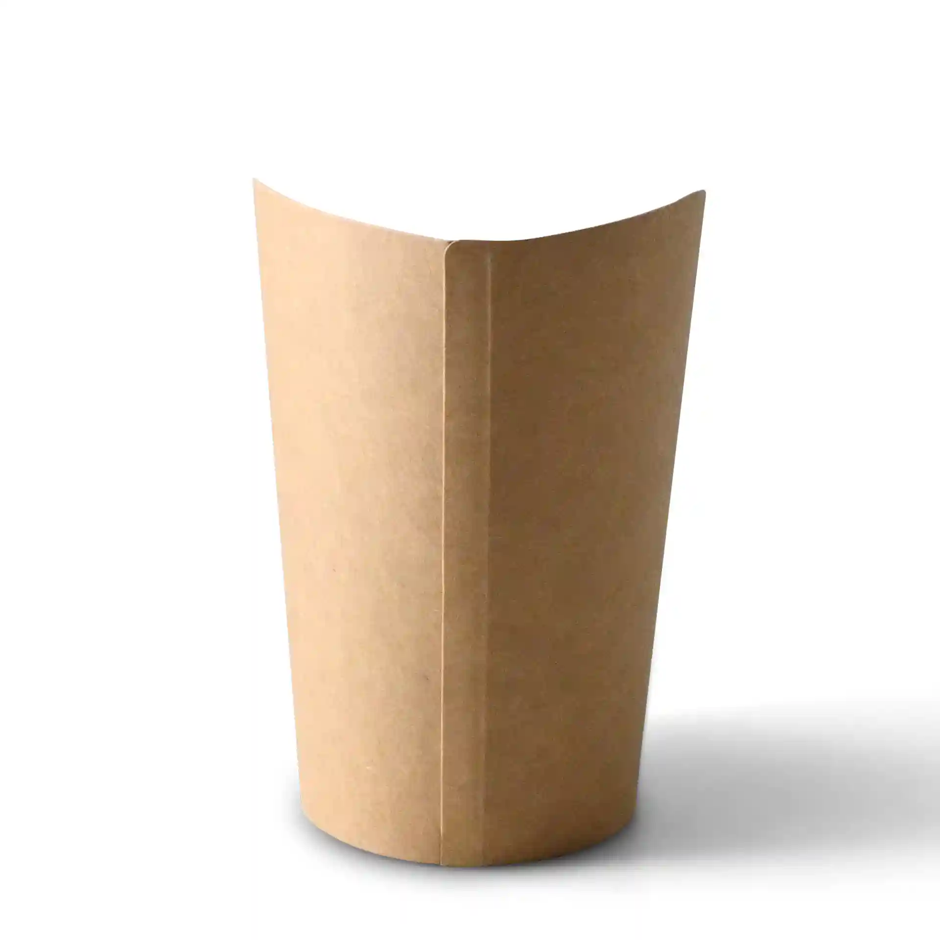 Brown cardboard wrap cup with eco-friendly coating, 300 ml capacity, featuring a tapered design.