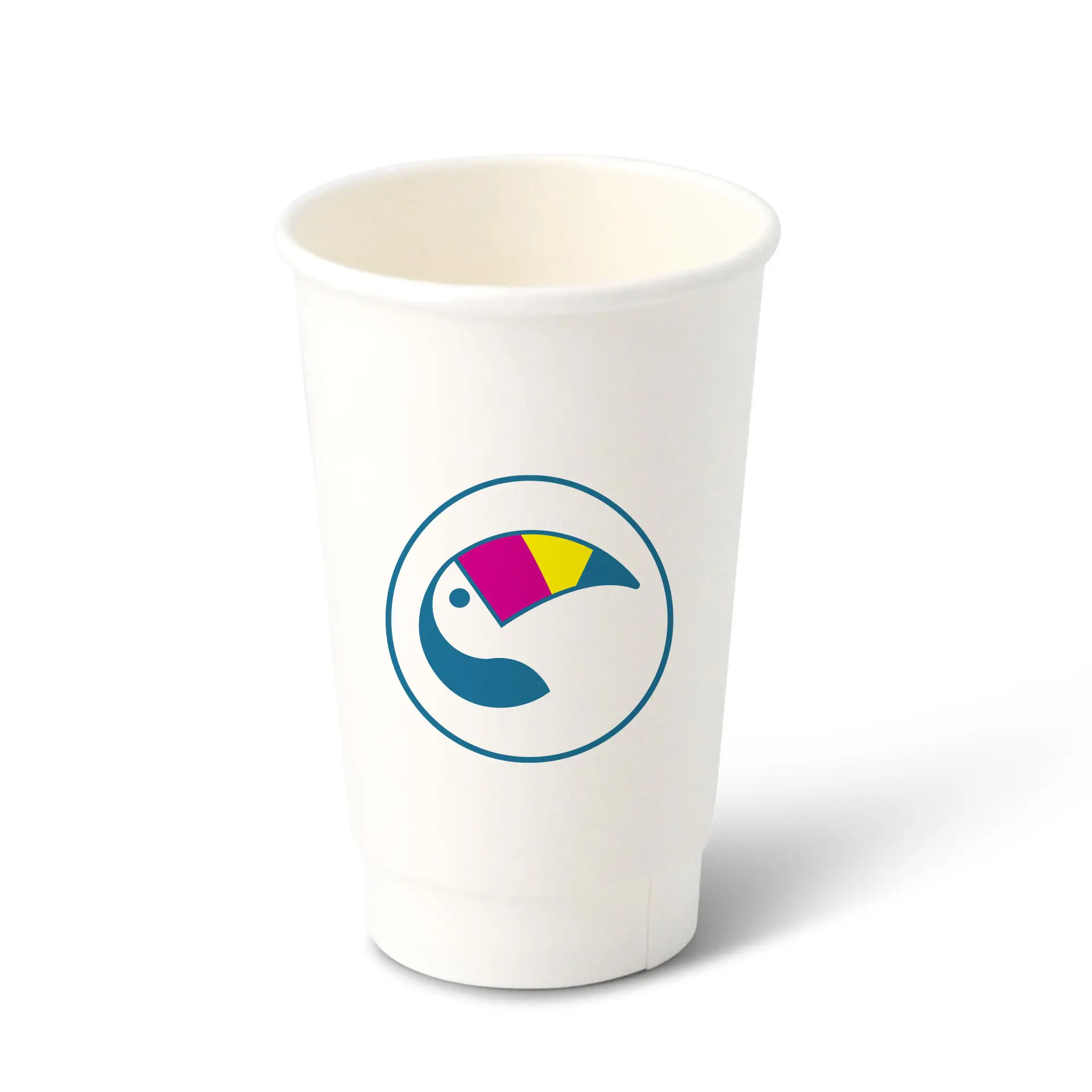 Custom Printed Paper Cups (Double-Walled) 400 ml / 16 oz, double-walled, white, matt, water-based barrier
