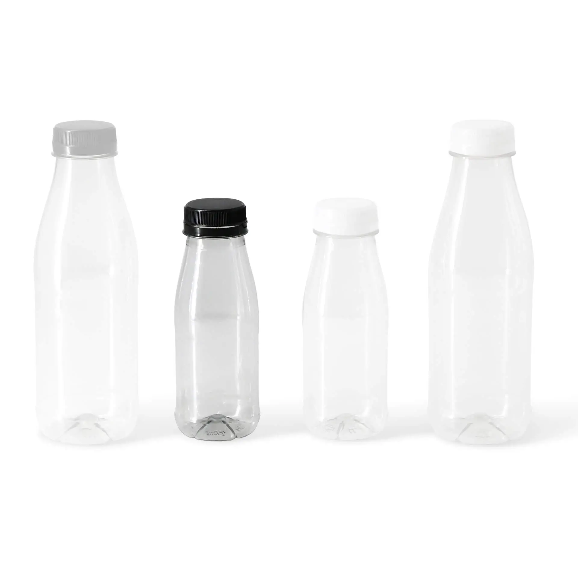 250 ml / 9 oz rPET-bottles, clear, black lid dcd03034-rpet-flaschen-250-ml-klar-deckel-schwarz-9
