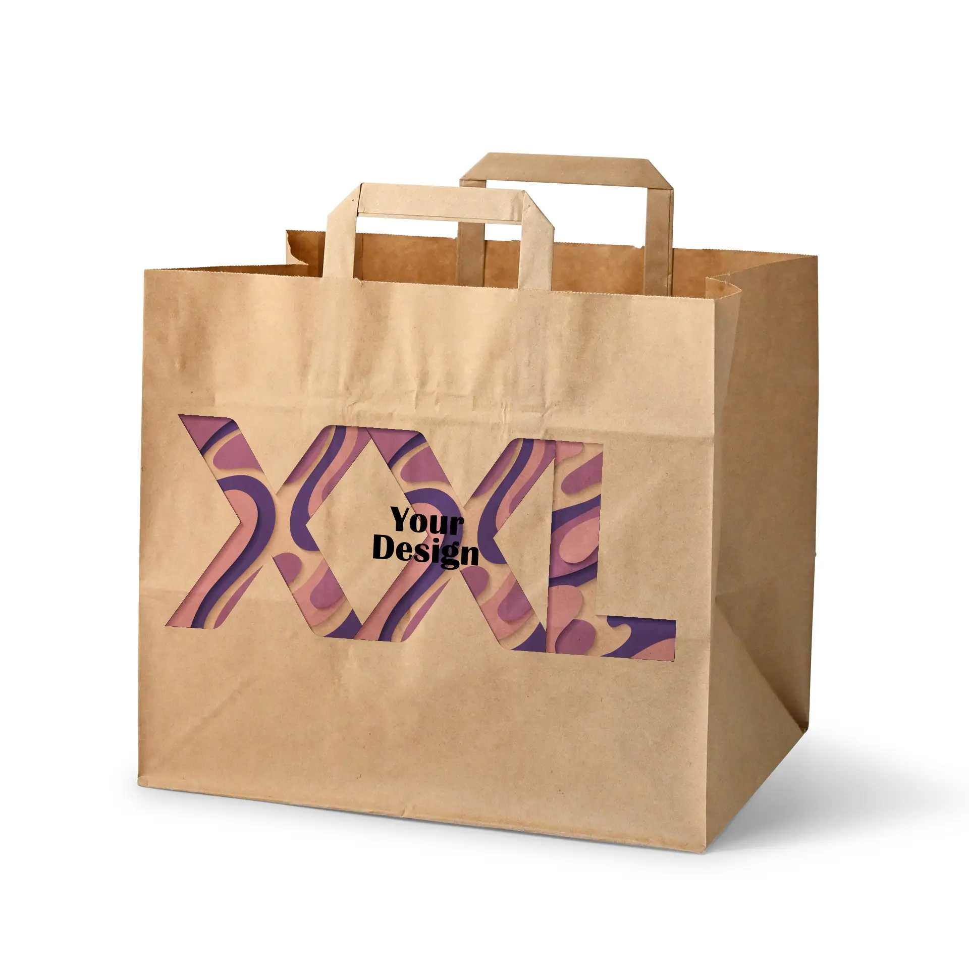 Print paper carrier bags, brown, XXL - 32 x 22 x 27 cm