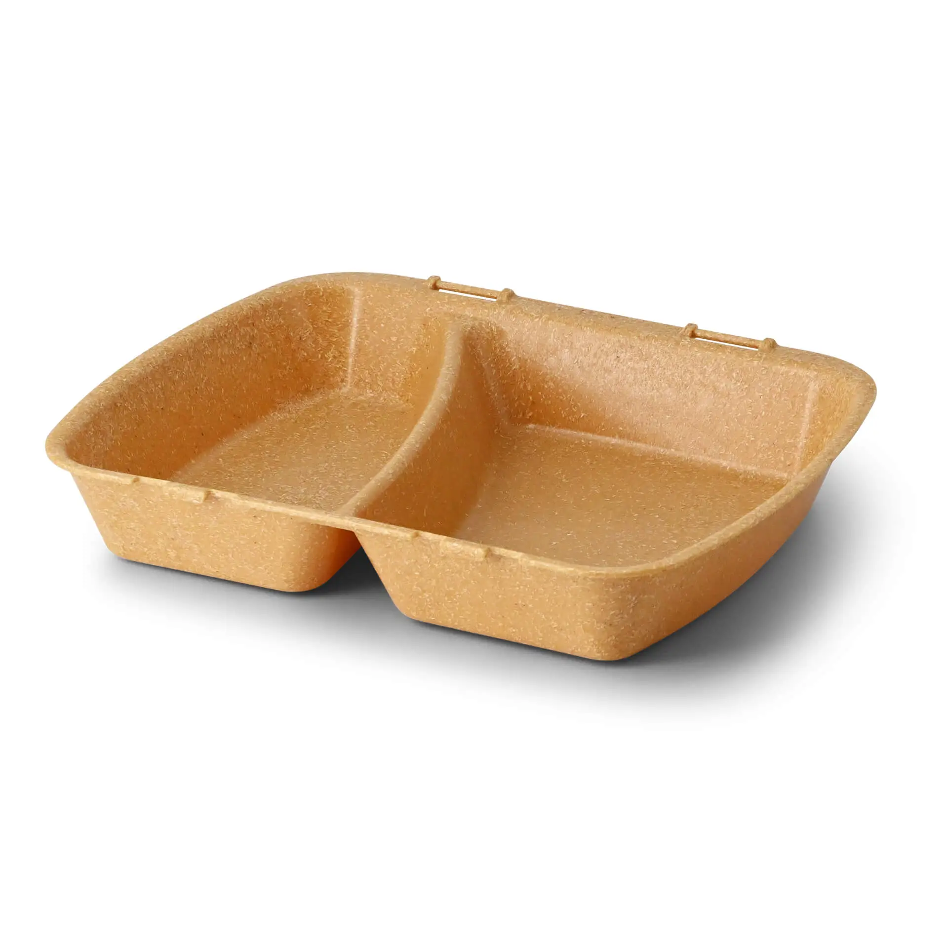 Reusable meal containers "merways Box" 24.5 x 20 x 4.5 cm, 2 compartments, HP4/2, caramel / brown dfc008411-mehrweg-menuebehaelter-merways-box-245-x-20-x-45-cm-2-kammern-hp42-karamell-braun-1