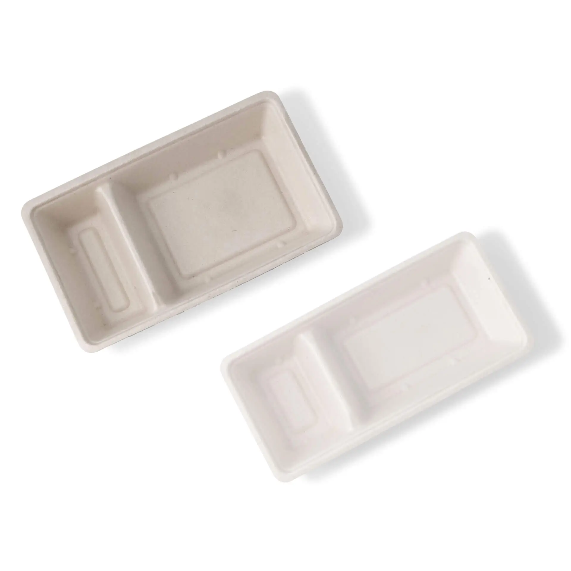 Sugarcane chip tray, 2 compartments, 12 x 20 x 3,5 cm