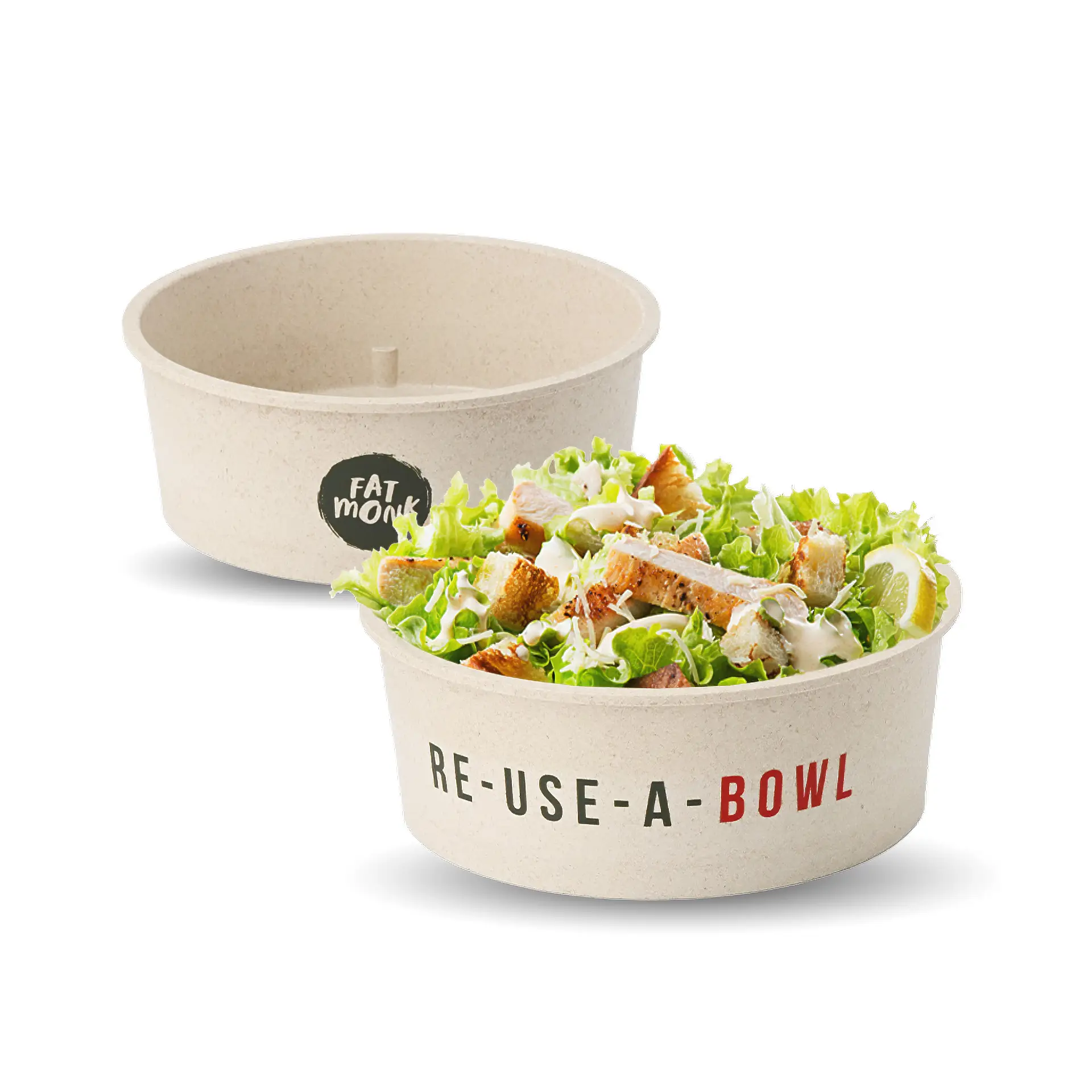 Reusable bowl printed, 650 ml, cream-white