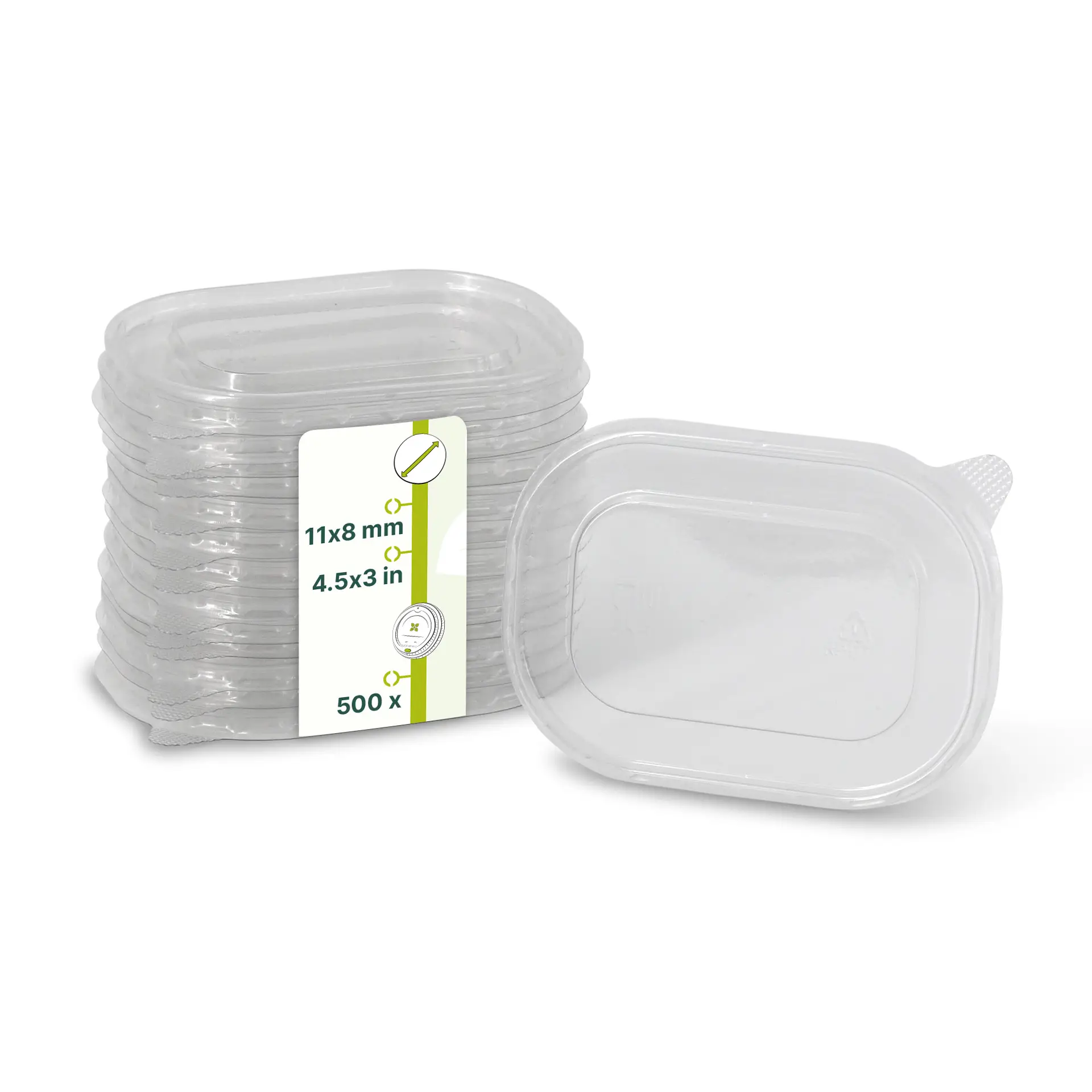 rPET lids 11 x 8 cm, clear, rectangular rPET lids 11 x 8 cm, clear, rectangular
