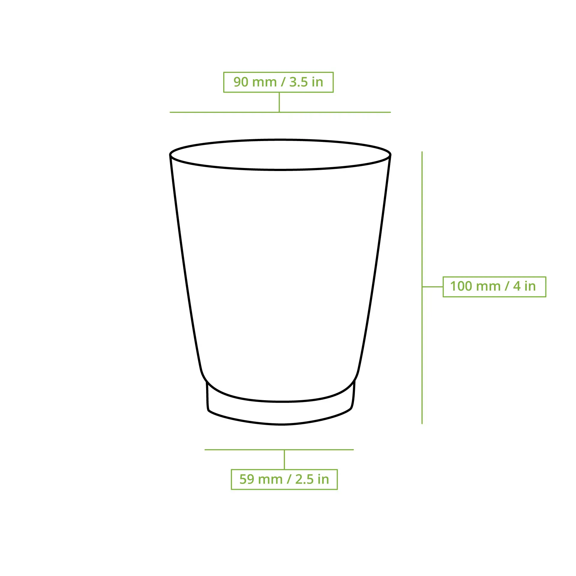 Brown ripple cup for hot drinks, 90 mm diameter and 100 mm height, with insulating triple-wall and biodegradable PLA coating.