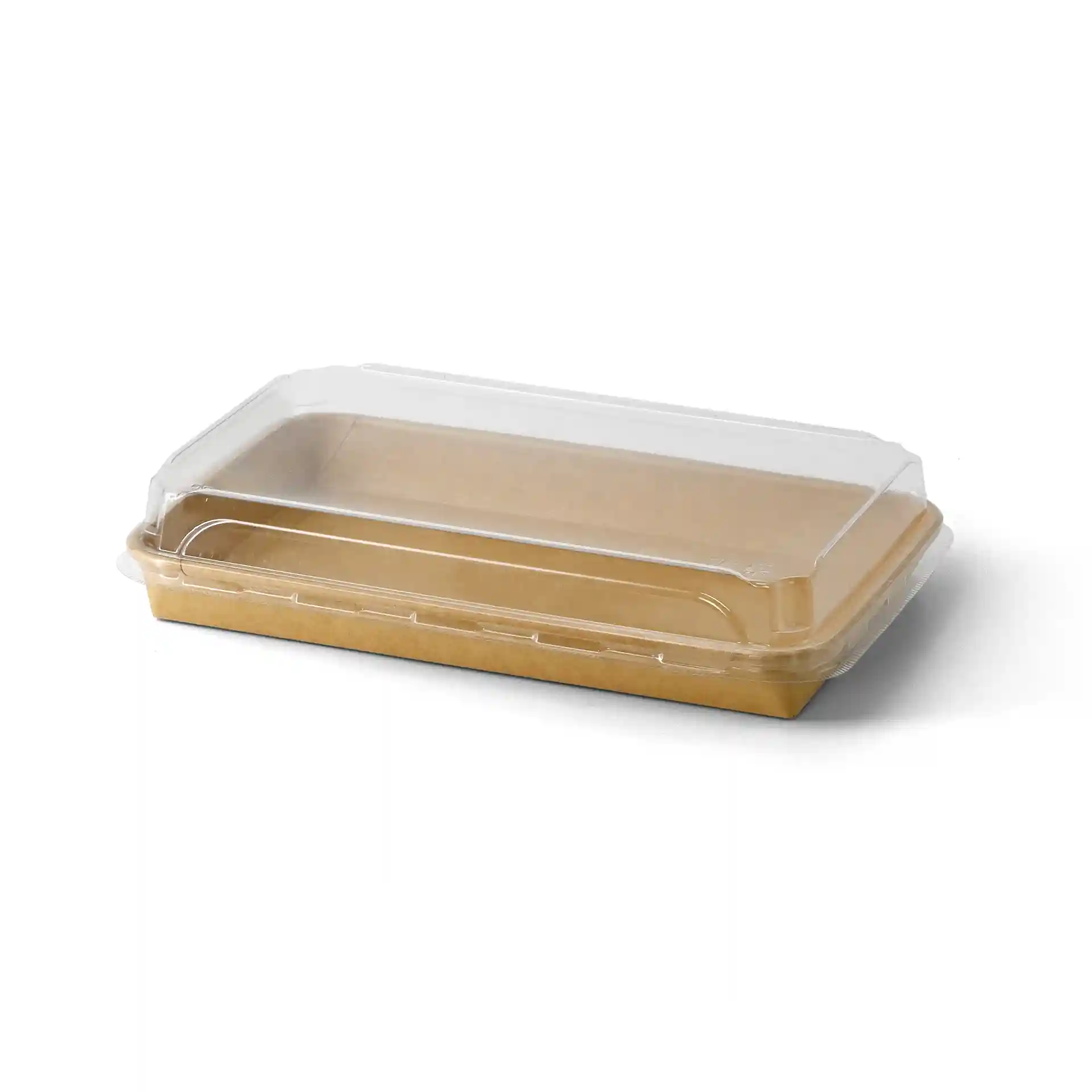 Transparent PET lid for sushi box, dimensions 24 x 15 x 3 cm, with a height of 3.5 cm.