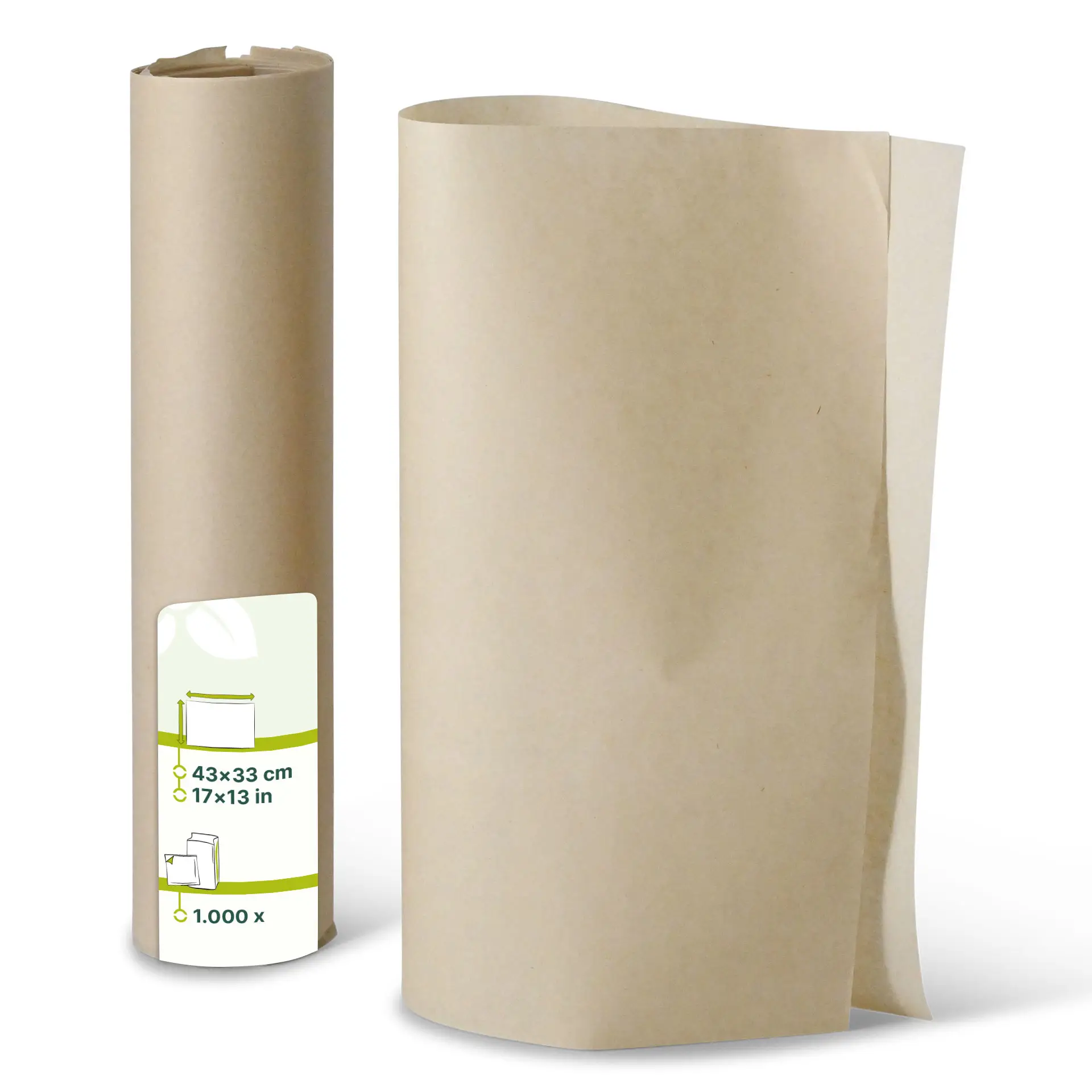 food wrapping paper sheets 43 x 33 cm, kraft