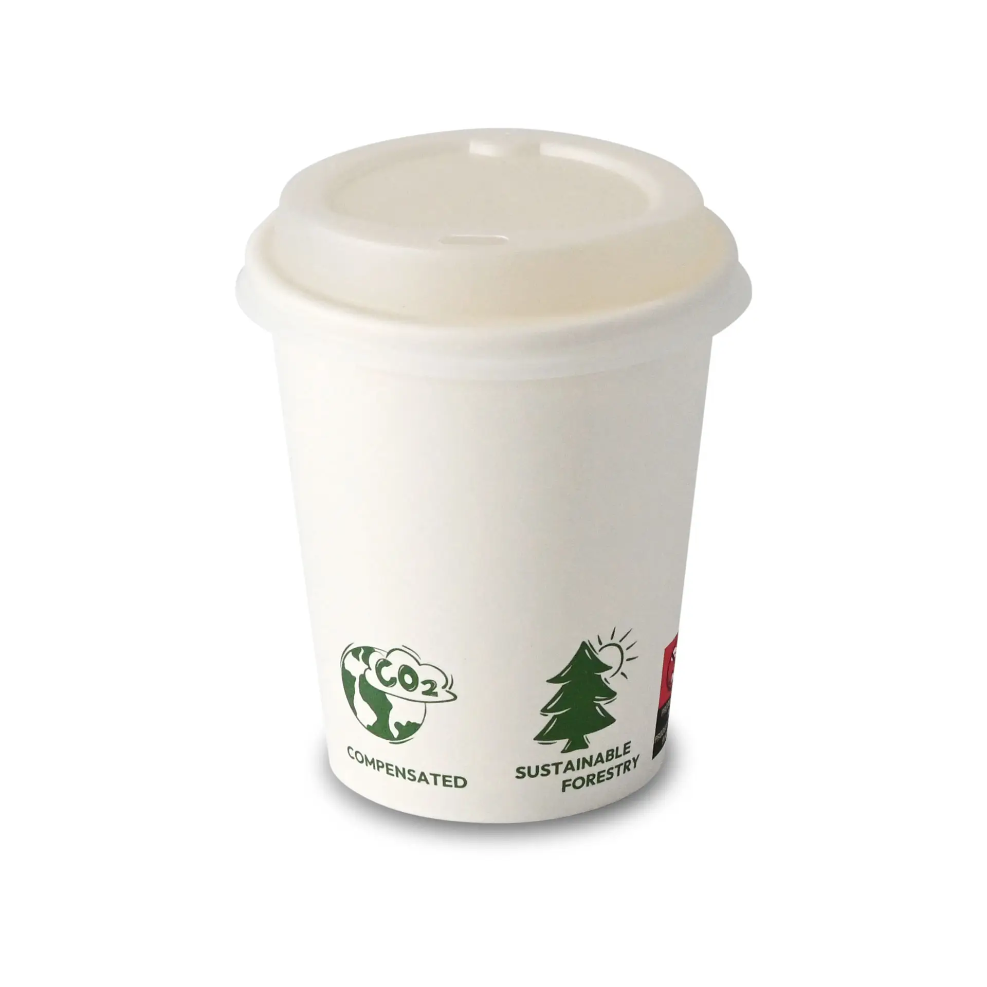 Paper cup 200 ml / 8 oz, Ø 80 mm, single wall, white, PLA-coated
