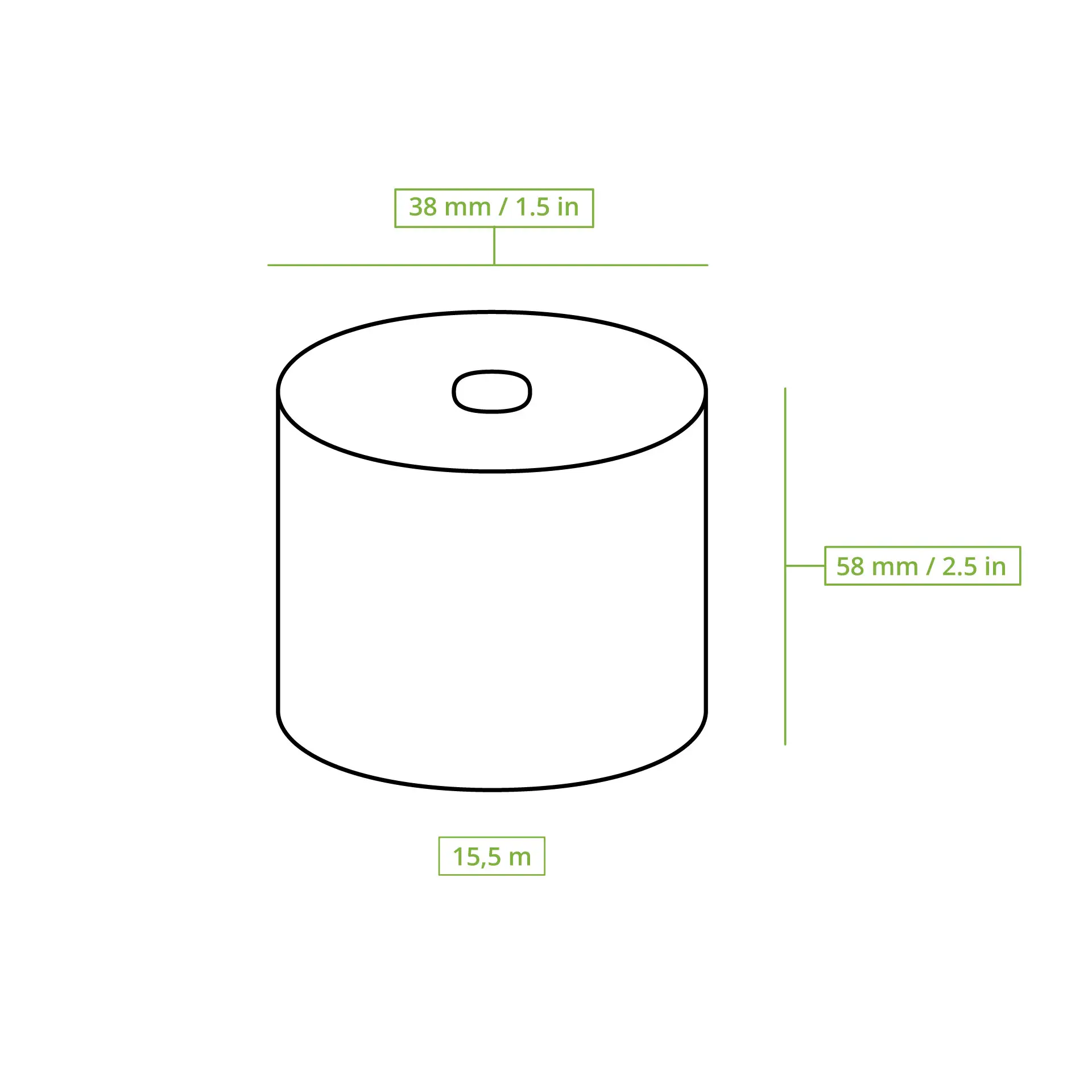 Eco thermal payment terminal-rolls 57 mm x 15 m, Ø 38 mm, unprinted dre09202-ec-rollen-aus-recyceltem-thermopapier-57-mm-x-15-m-38-mm-unbedruckt-8