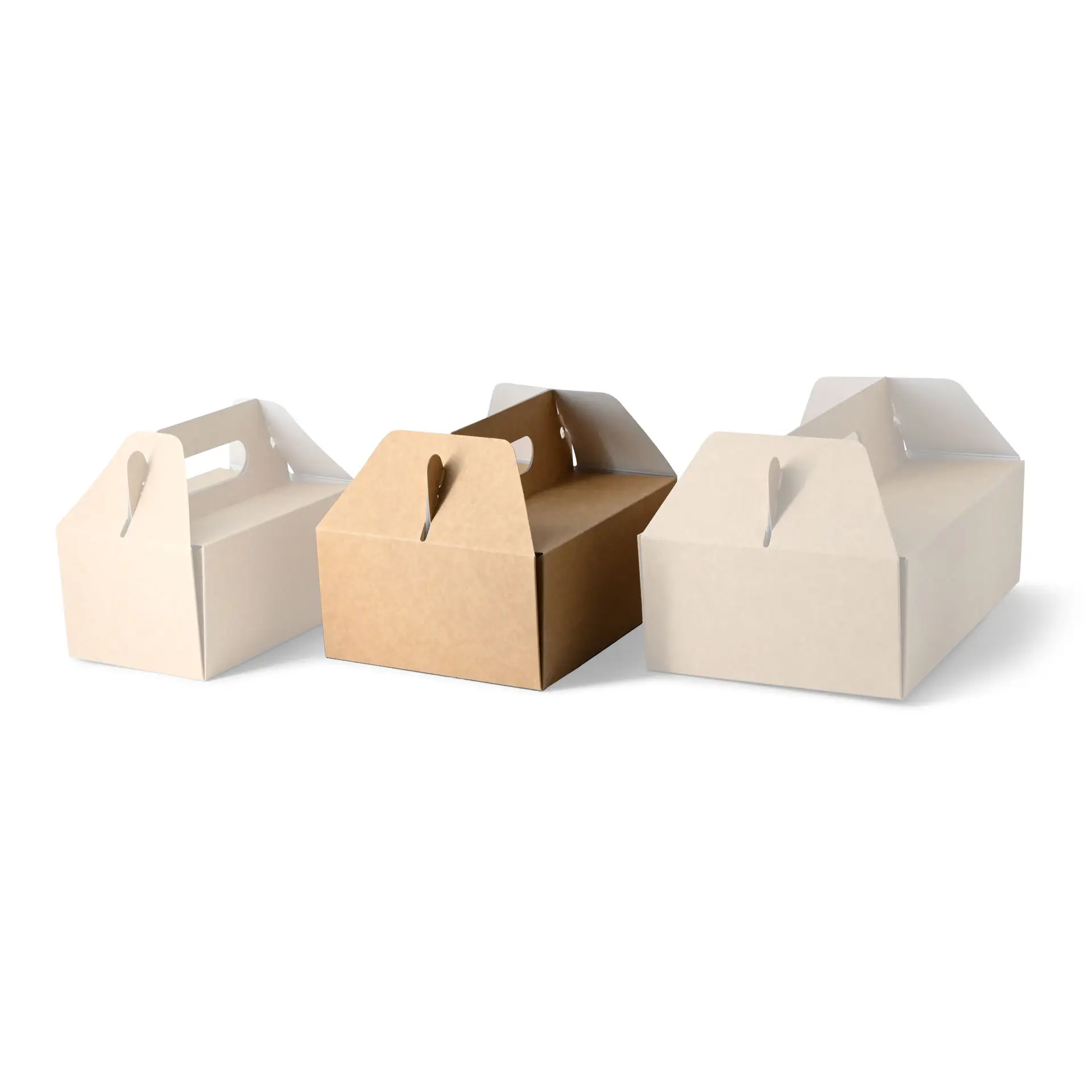 Cardboard pastry boxes with handle M, 21 x 17 x 9 cm, kraft, foldable