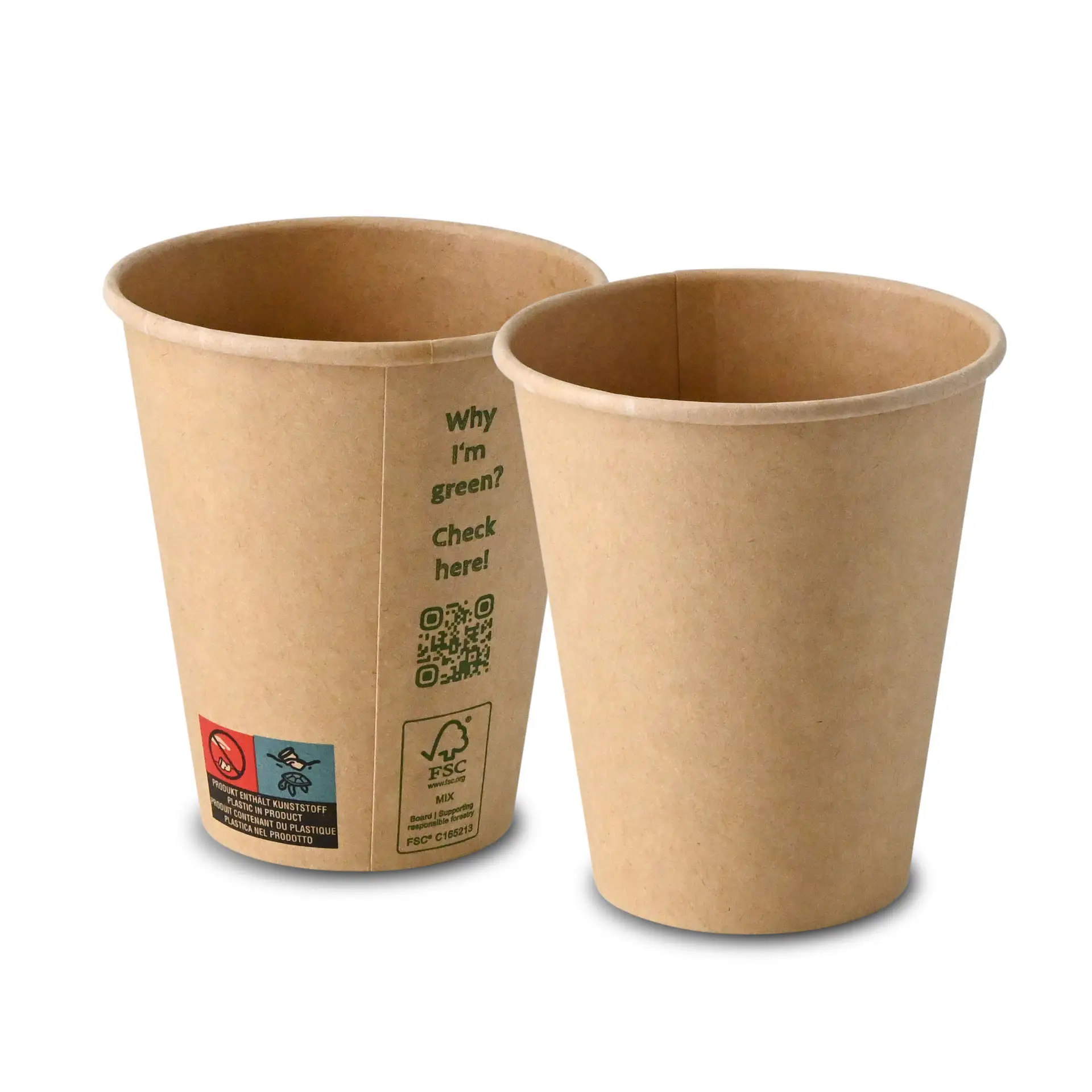 Paper cup 250 ml / 10 oz, Ø 90 mm, single wall, brown, PLA-coated