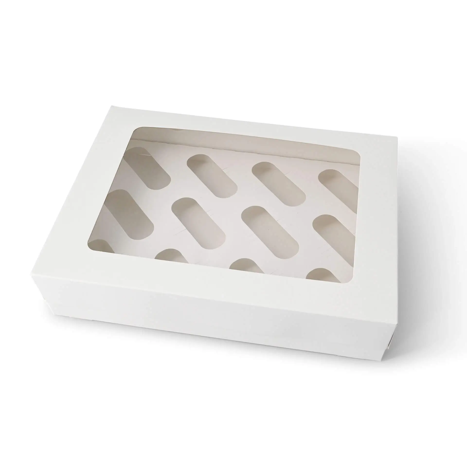 Cupcake boxes (12 pieces) with cellulose window, white