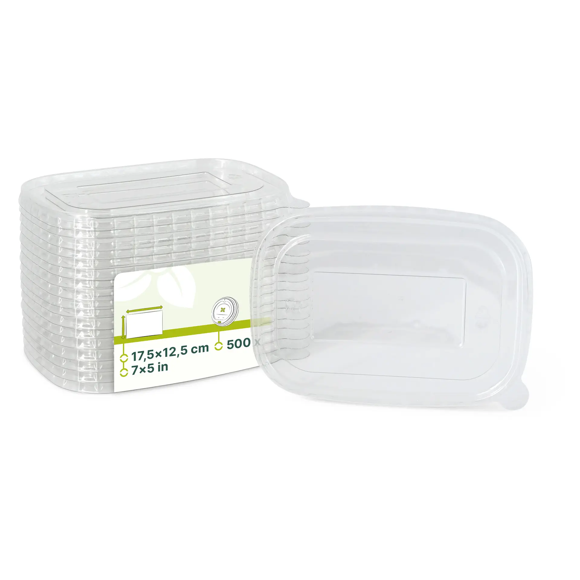 rPET lids 17,5 x 12,5 cm, clear, rectangular rPET lids 17,5 x 12,5 cm, clear, rectangular