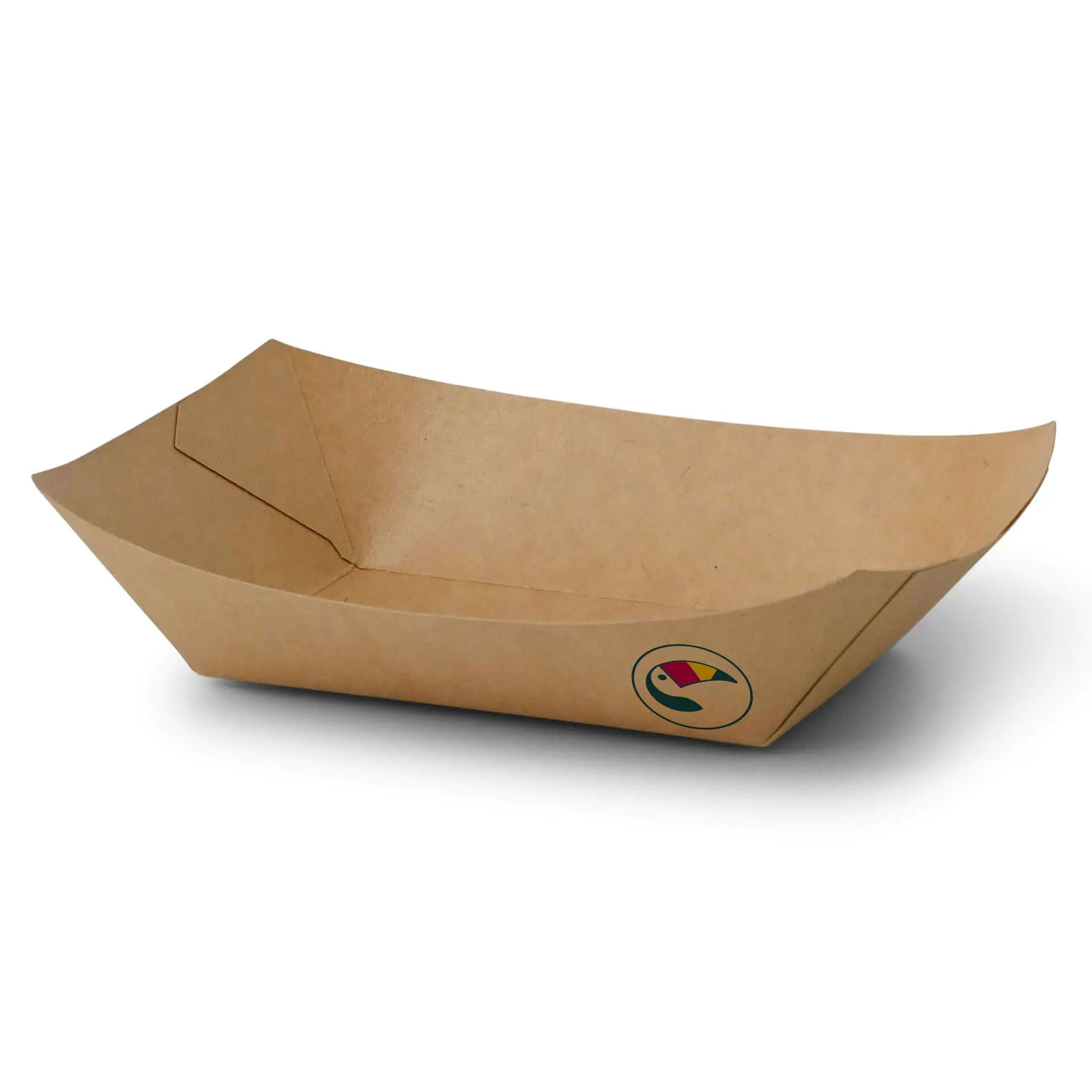 Custom-printed brown snack tray, 500 ml, suitable for hot and cold snacks, designed for take-away and food events.