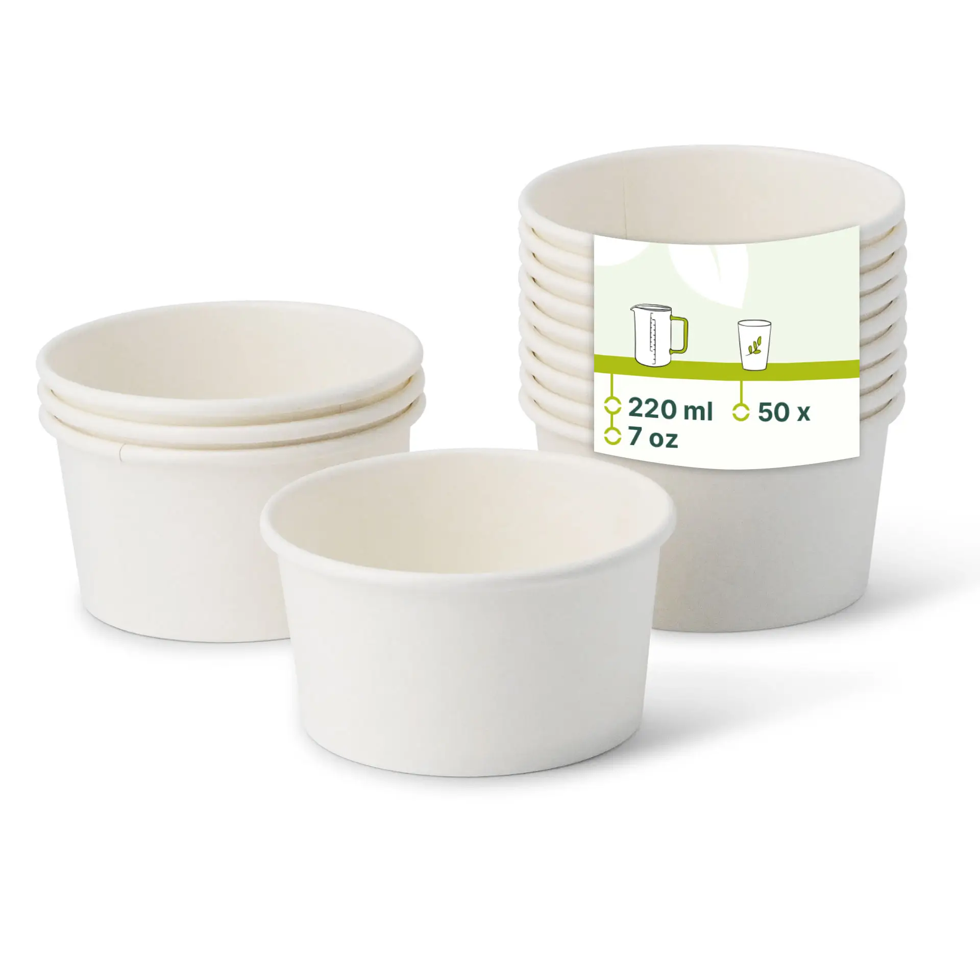 6 oz, max. 7.5 oz Paper Ice Cream Cups S, Ø 92 mm, white 6 oz, max. 7.5 oz Paper Ice Cream Cups S, Ø 92 mm, white