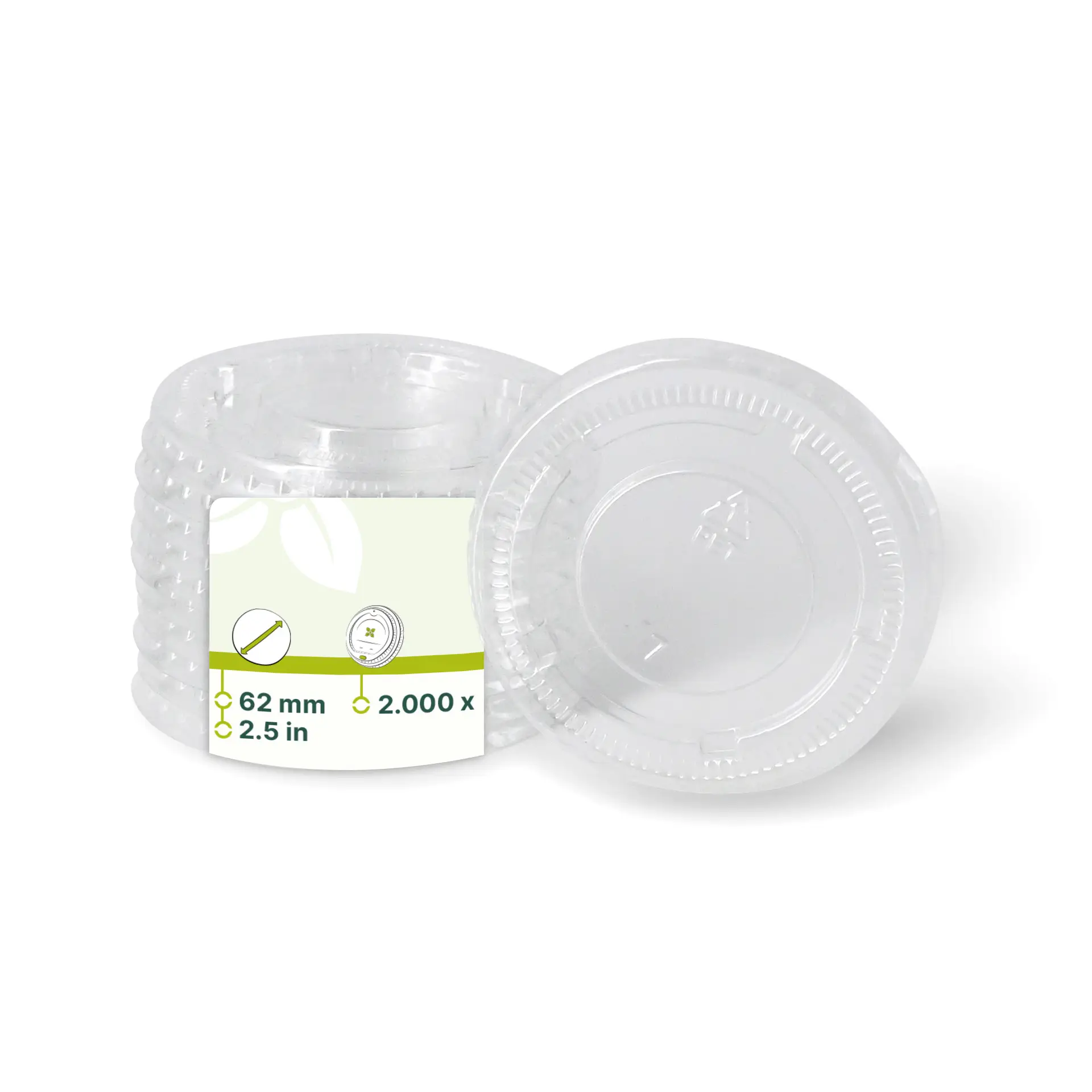 PET lids Ø 62 mm, clear, round PET lids Ø 62 mm, clear, round