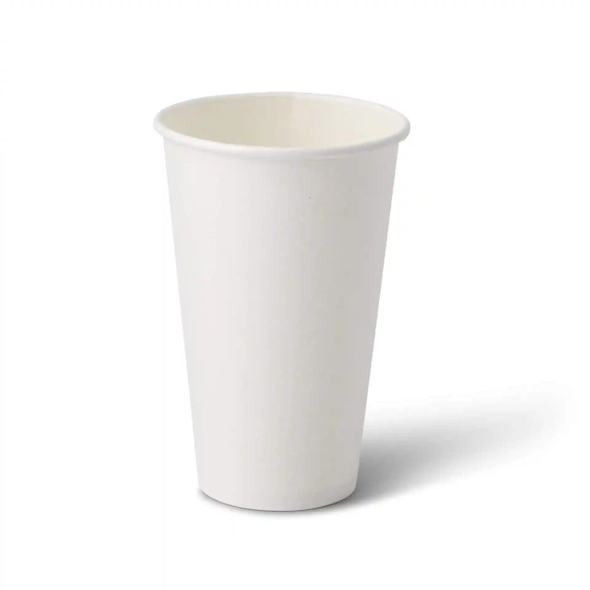 White paper cup with a round shape, 16 oz capacity, and a height of 138 mm.