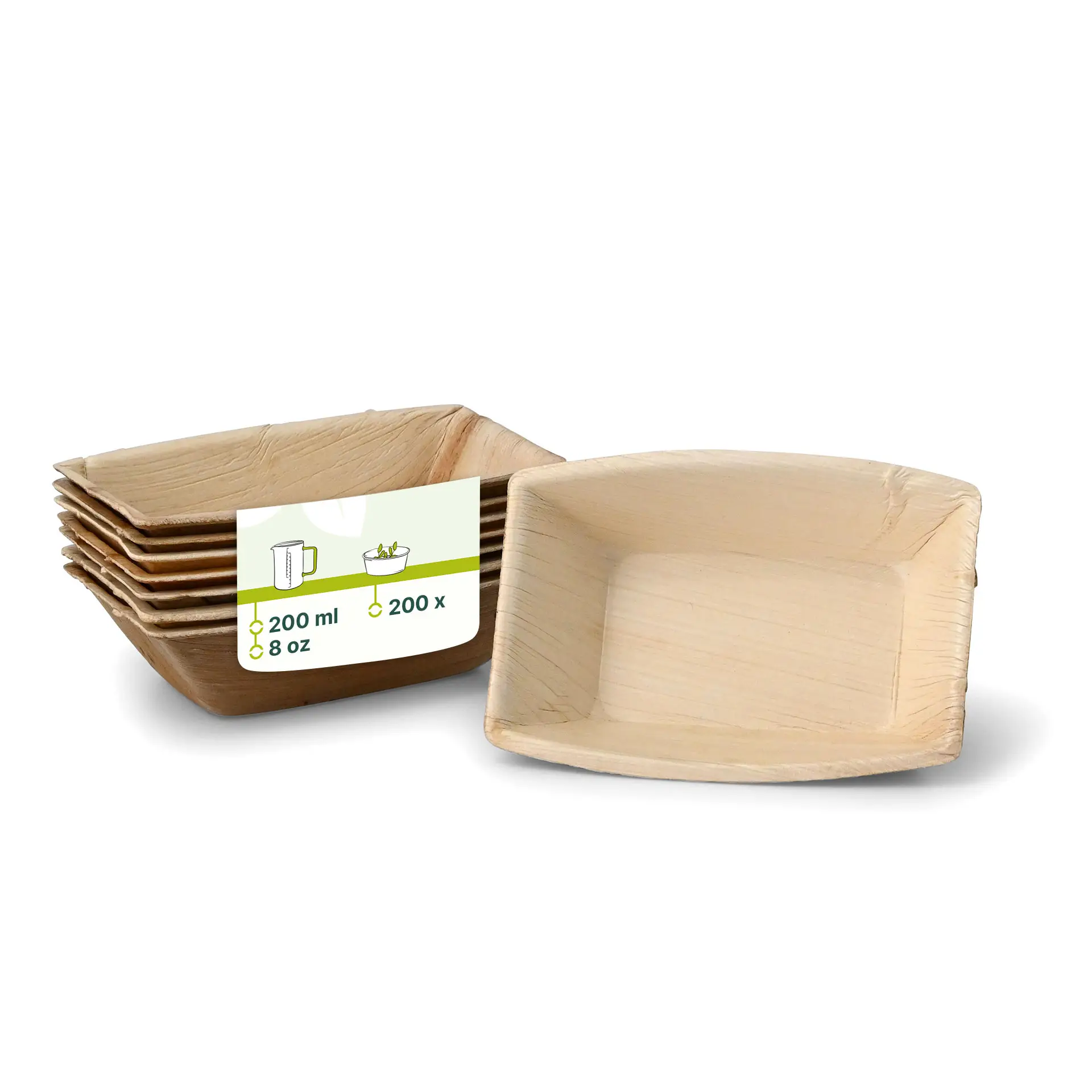 Palm leaf bowls  "Palmware®" 200 ml, rectangular Palm leaf bowls  "Palmware®" 200 ml, rectangular