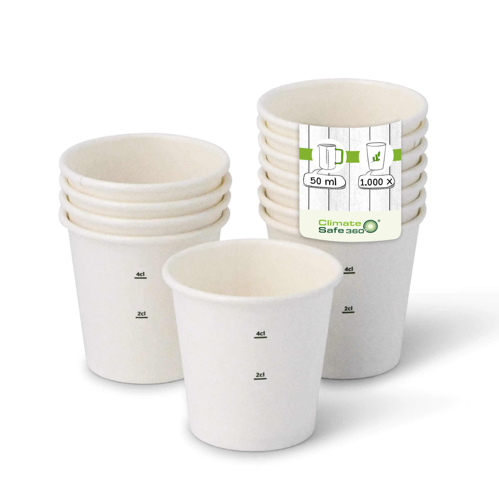 Paper cups 50 ml / 2 oz, Ø 50 mm, w..., 1000 pcs. | greenbox